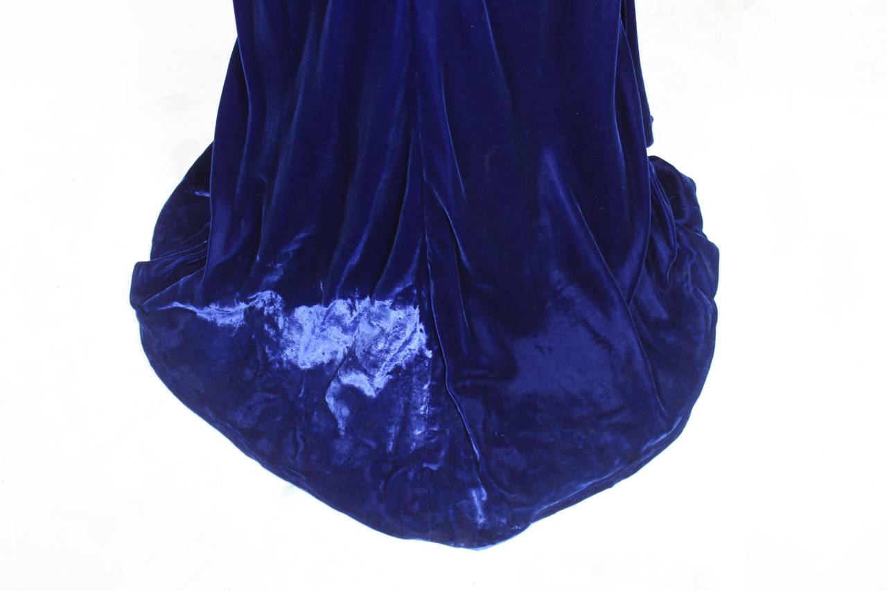 Jacqueline De Ribes Stunning Midnight Blue Velvet Evening Gown 3