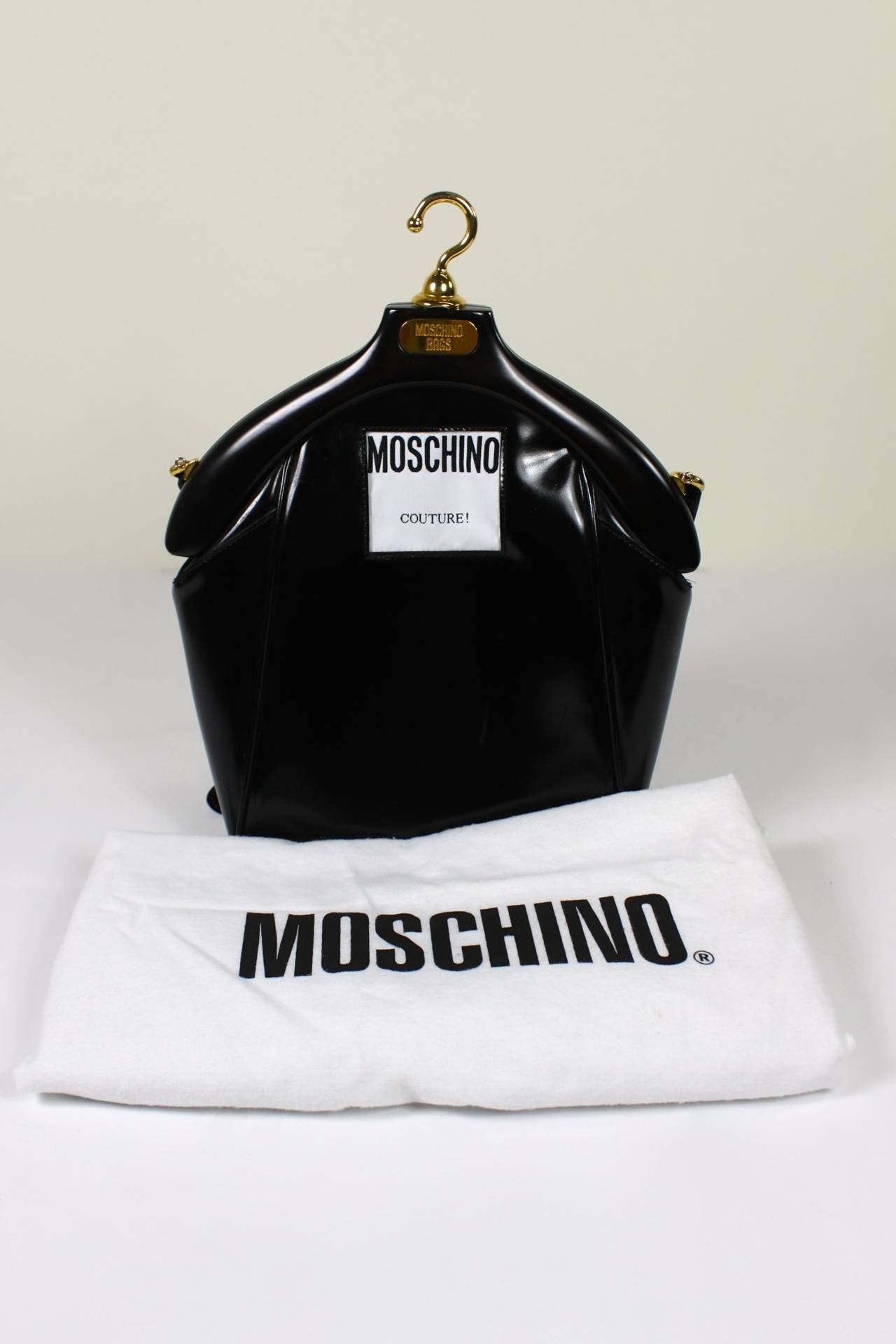 MOSCHINO Couture! Iconic Hanger Motif Leather Purse at 1stdibs