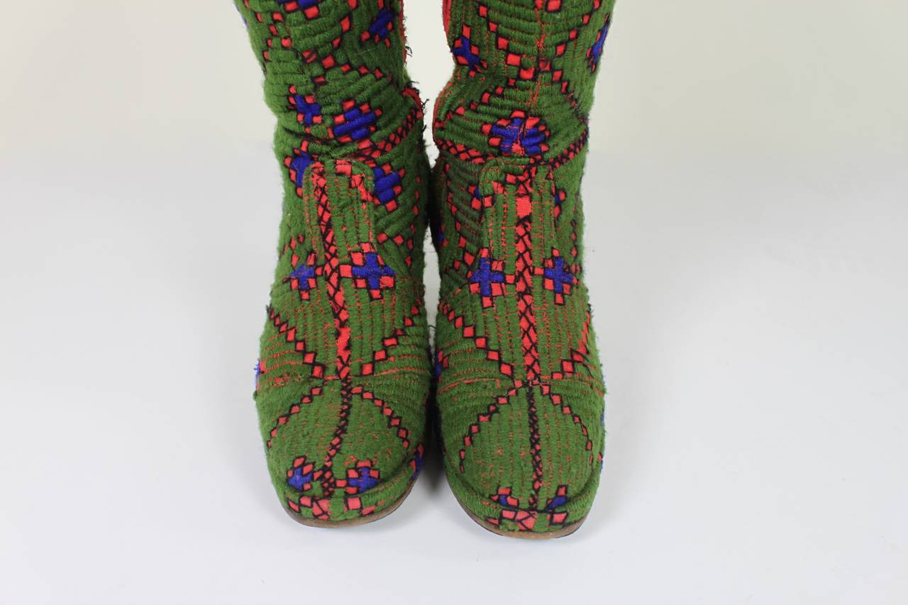 1960s Ethnic Inspired Embroidered Platform Boots 2