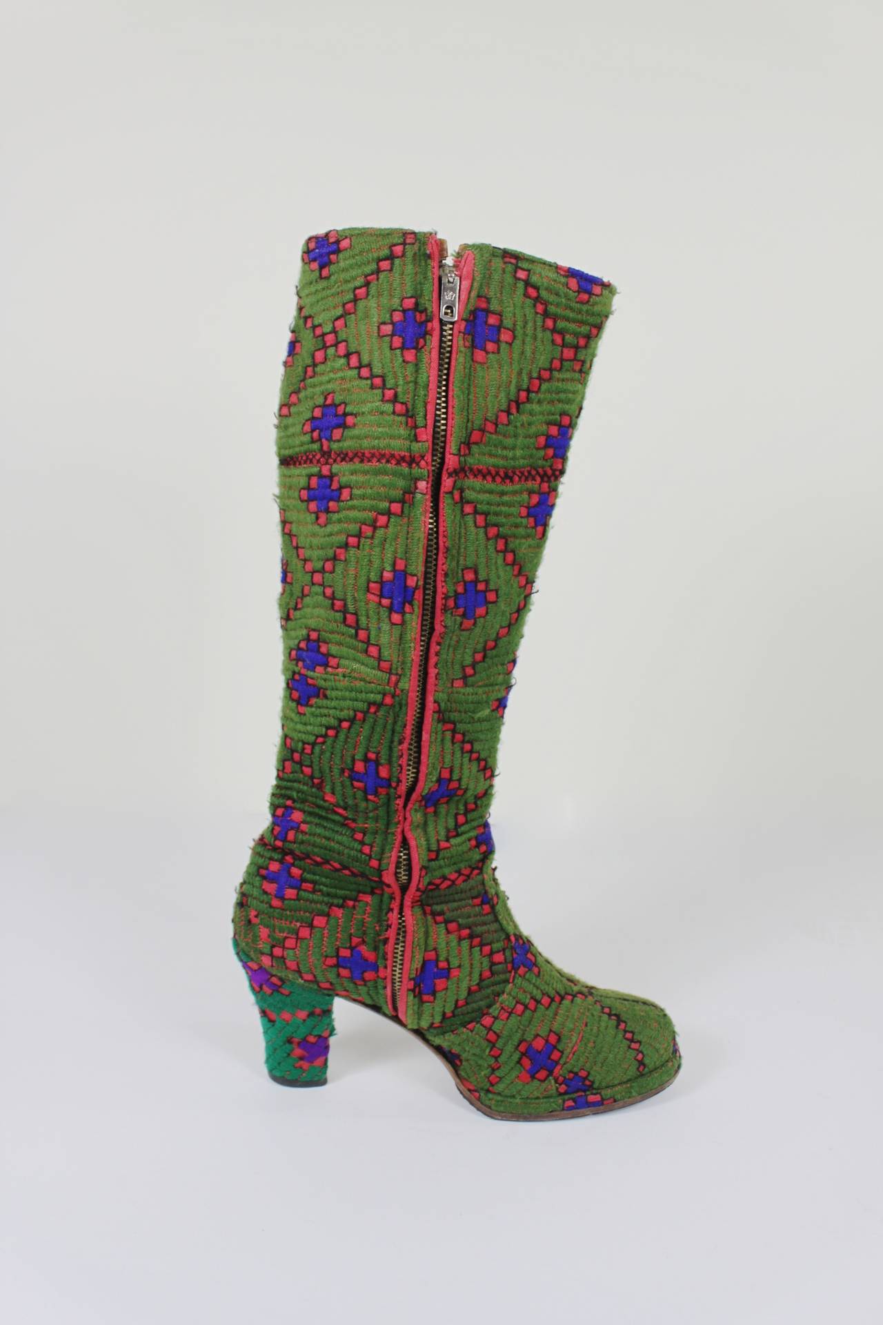 1960s Ethnic Inspired Embroidered Platform Boots 3