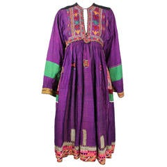 Afghani Gorgeous Multicolored and Metallic Embroidered Dress
