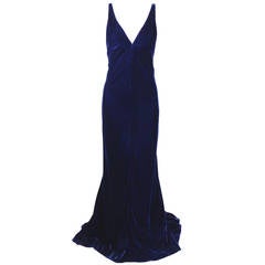 Jacqueline De Ribes Stunning Midnight Blue Velvet Evening Gown