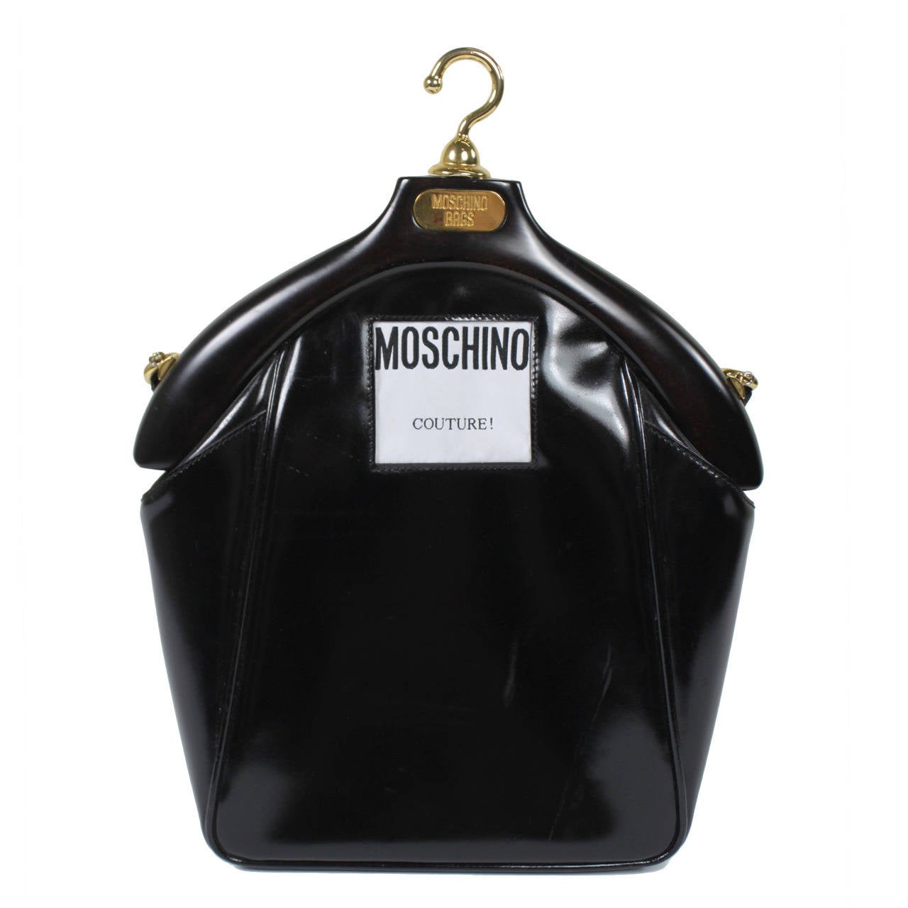 MOSCHINO Couture! Iconic Hanger Motif Leather Purse at 1stDibs | moschino  couture bag