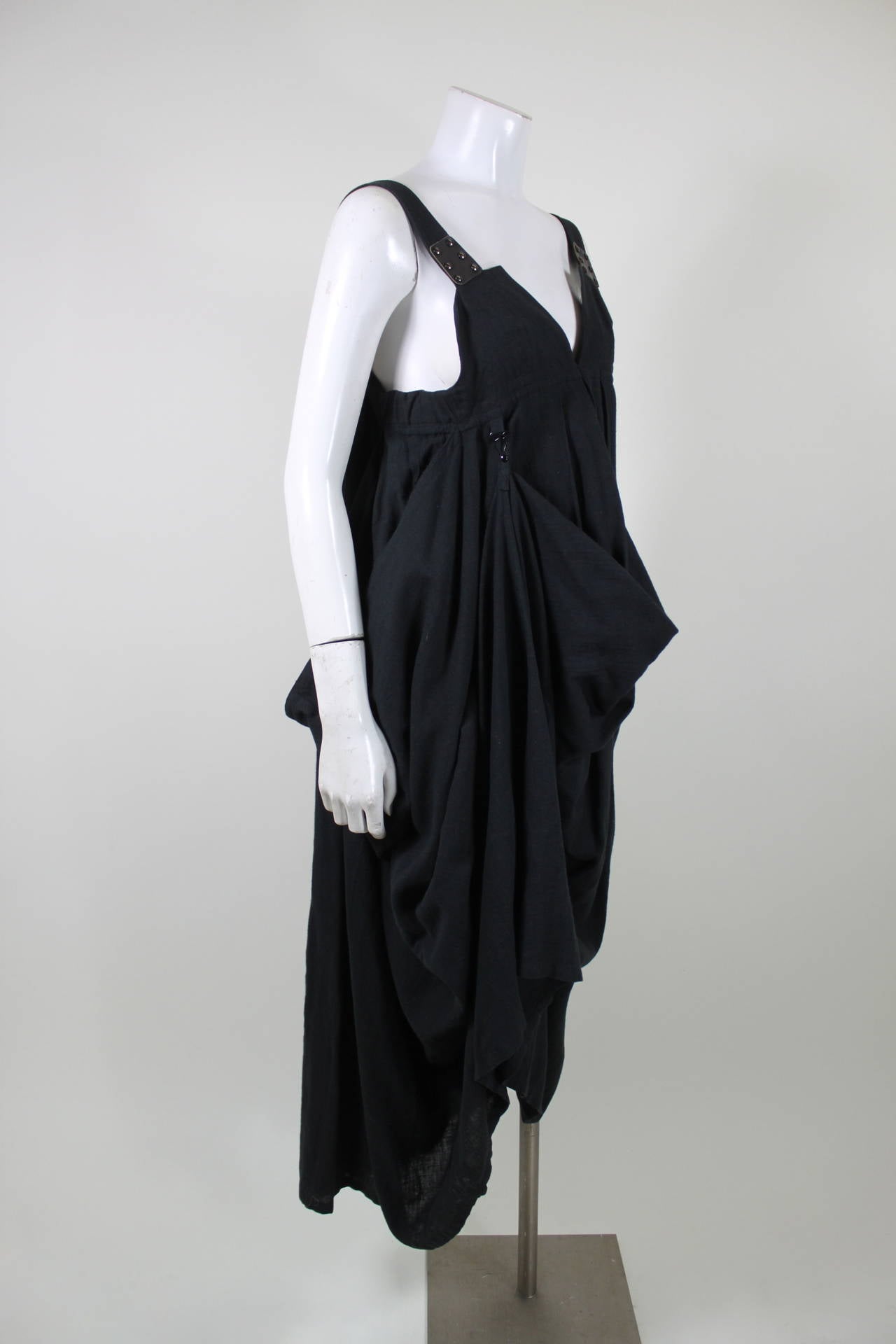 Kansai Black Linen Dress with Cocoon Coat