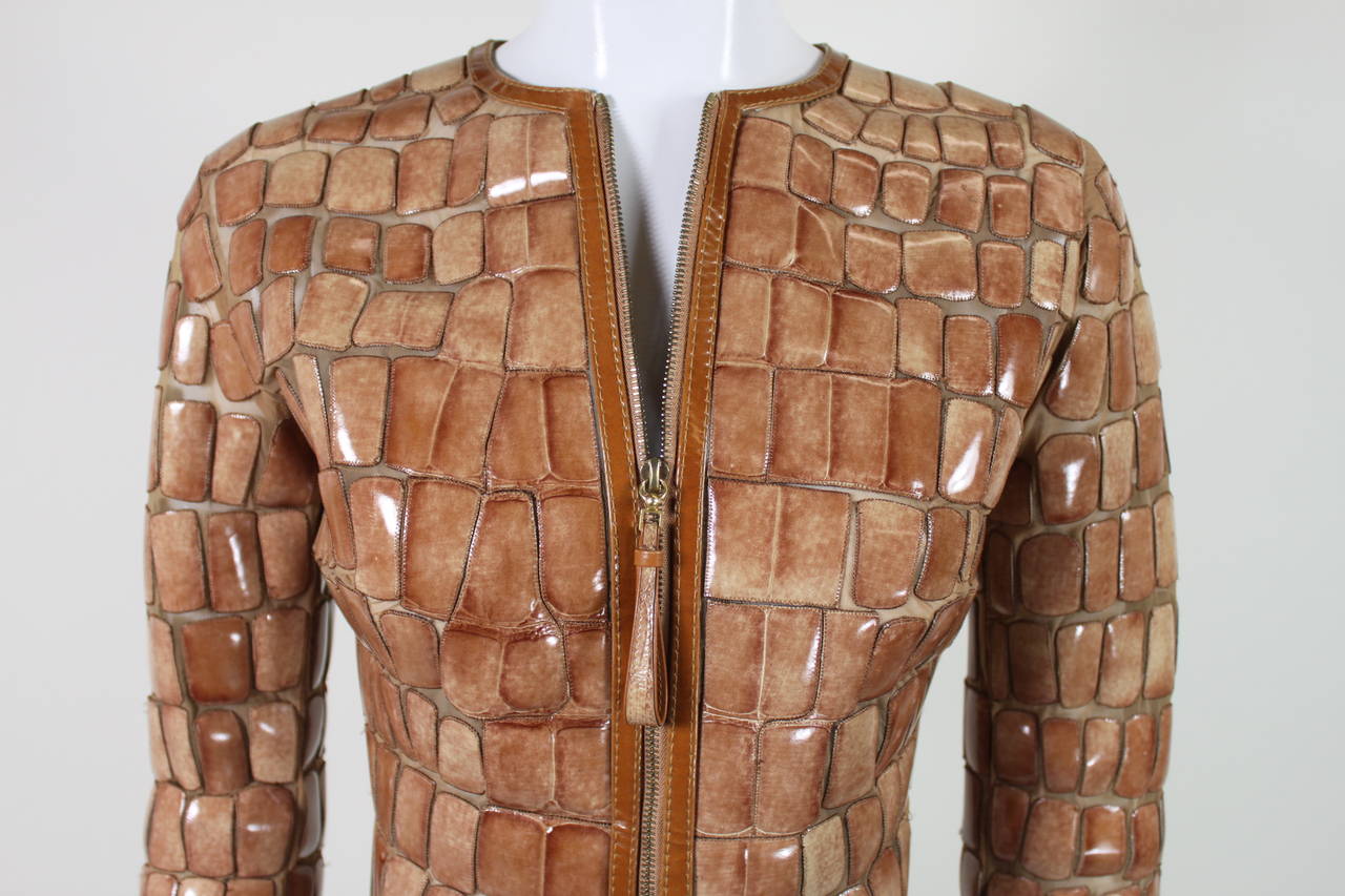 Ferre Appliquéd Leather and Net Jacket In Excellent Condition In Los Angeles, CA
