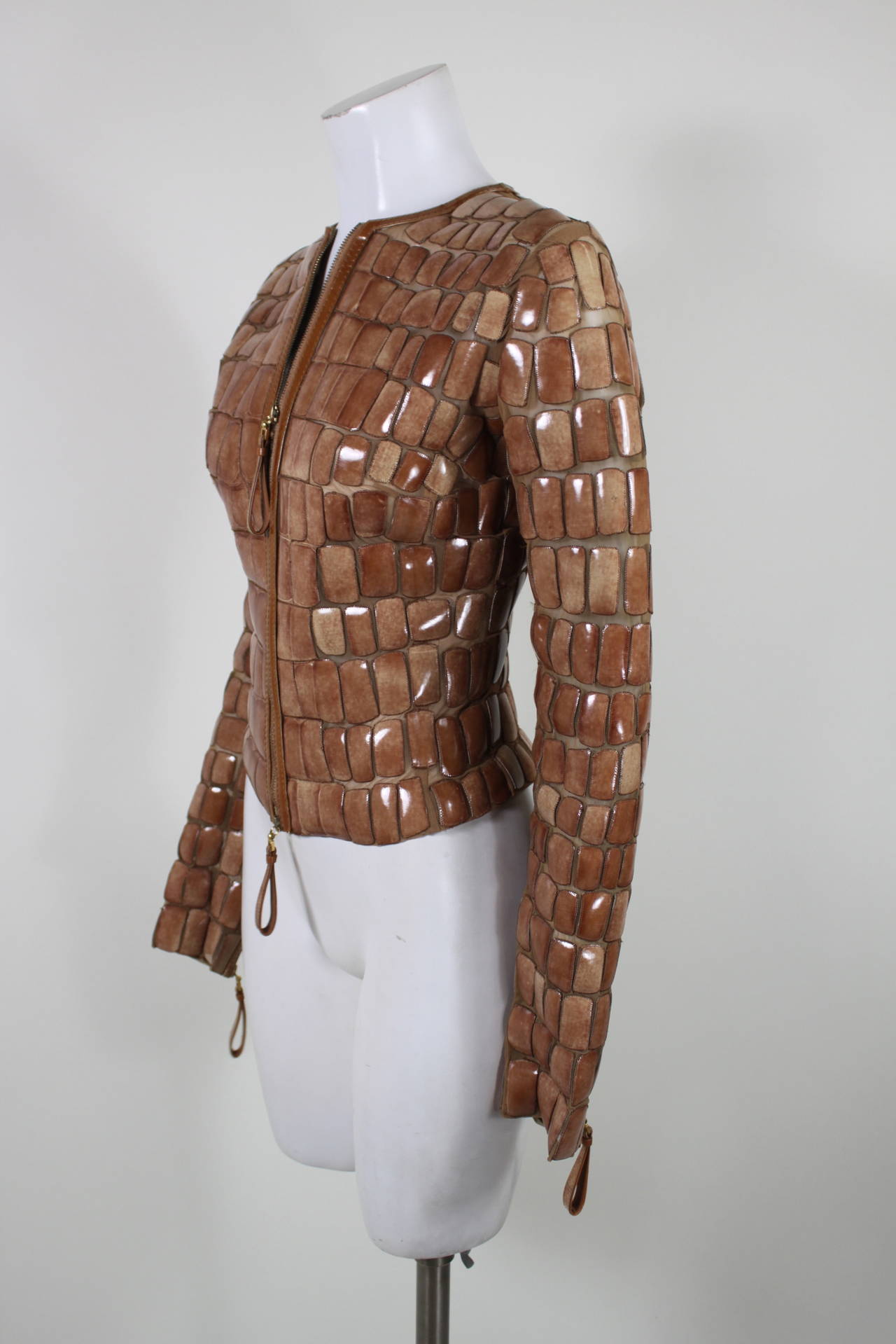 Women's Ferre Appliquéd Leather and Net Jacket