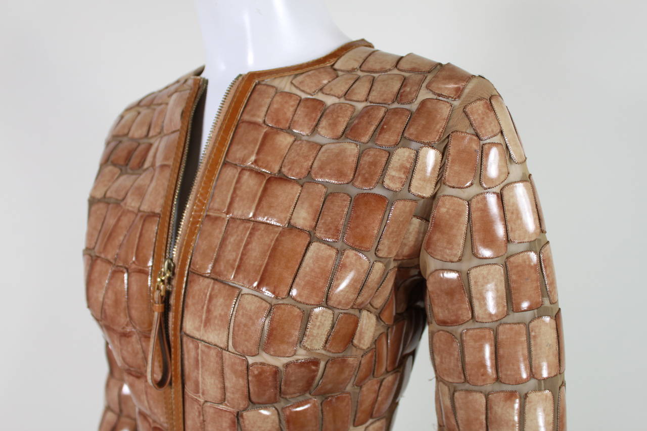 Ferre Appliquéd Leather and Net Jacket 1