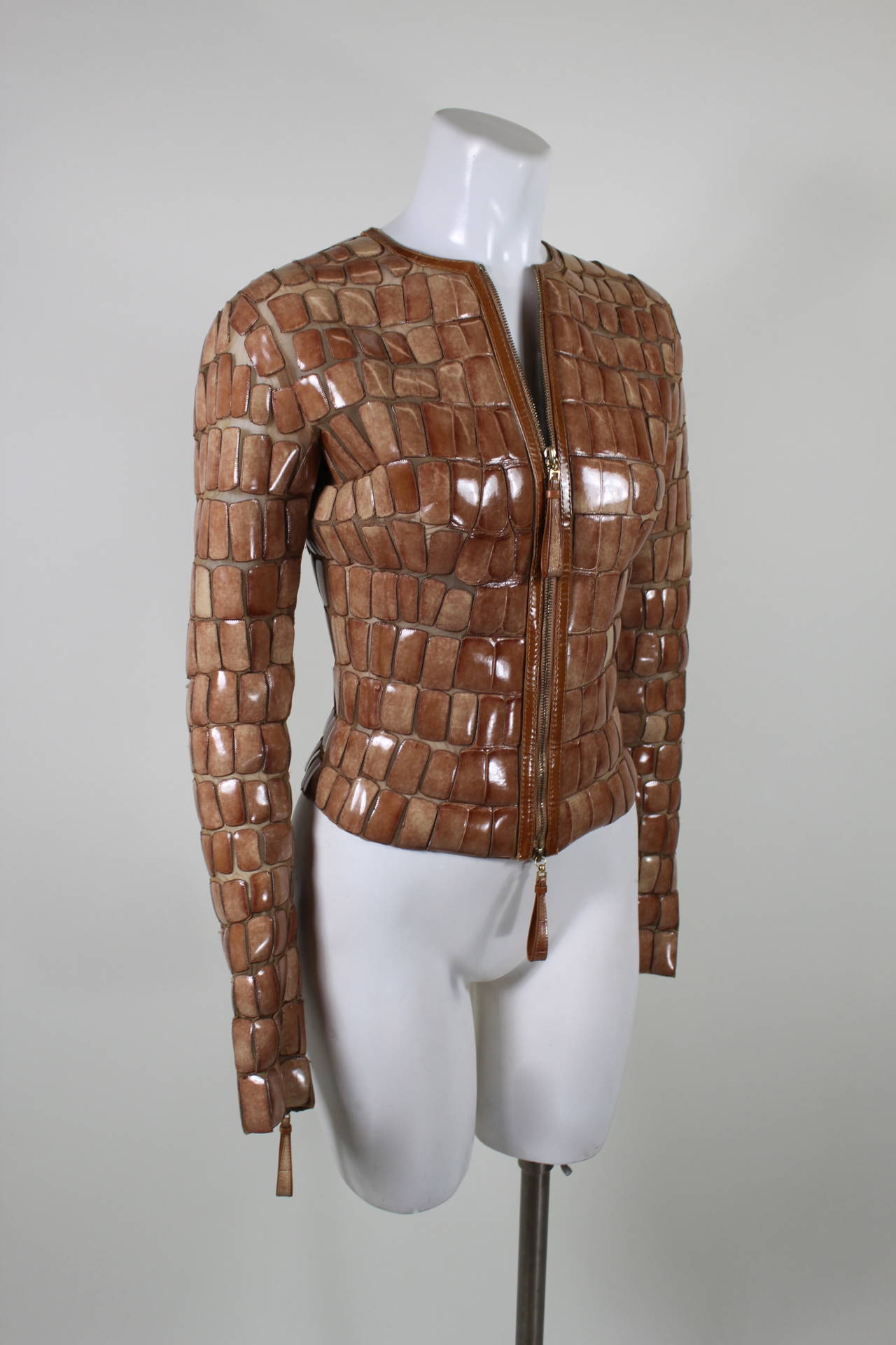 Ferre Appliquéd Leather and Net Jacket 5