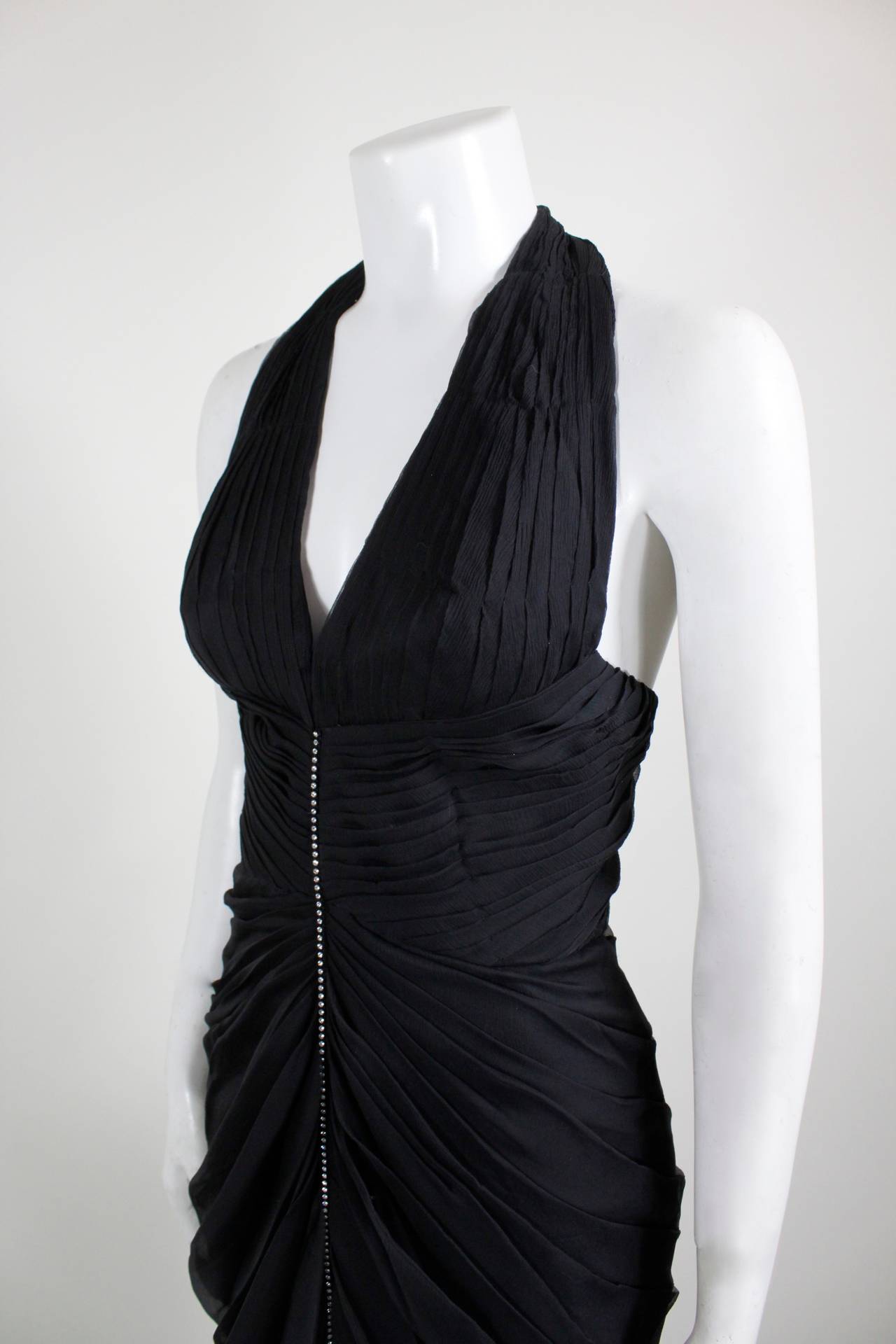 Women's Giorgio of Beverly Hills Pleated Halter Gown with Rhinestone Strip For Sale