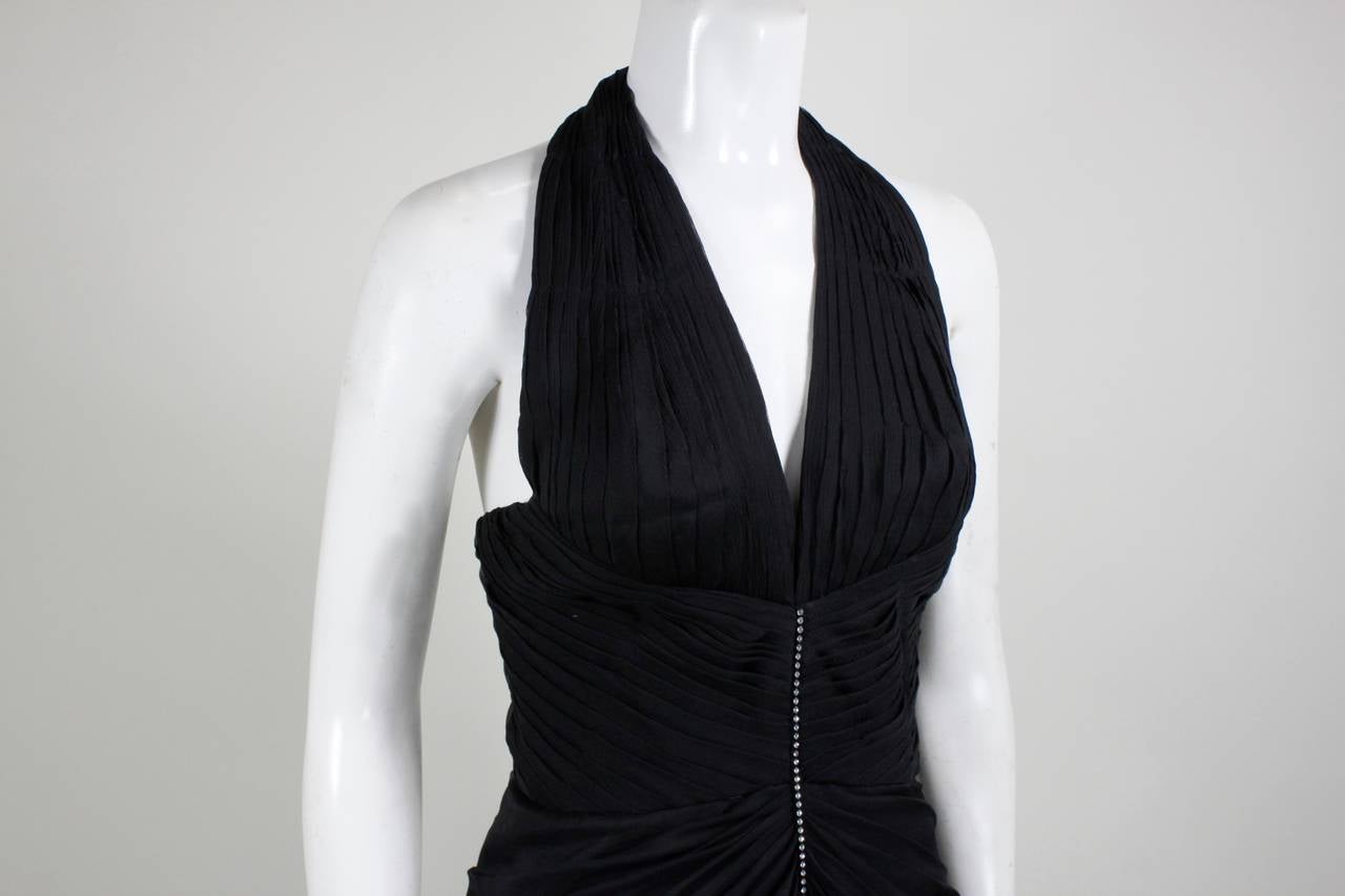 Giorgio of Beverly Hills Pleated Halter Gown with Rhinestone Strip For Sale 4