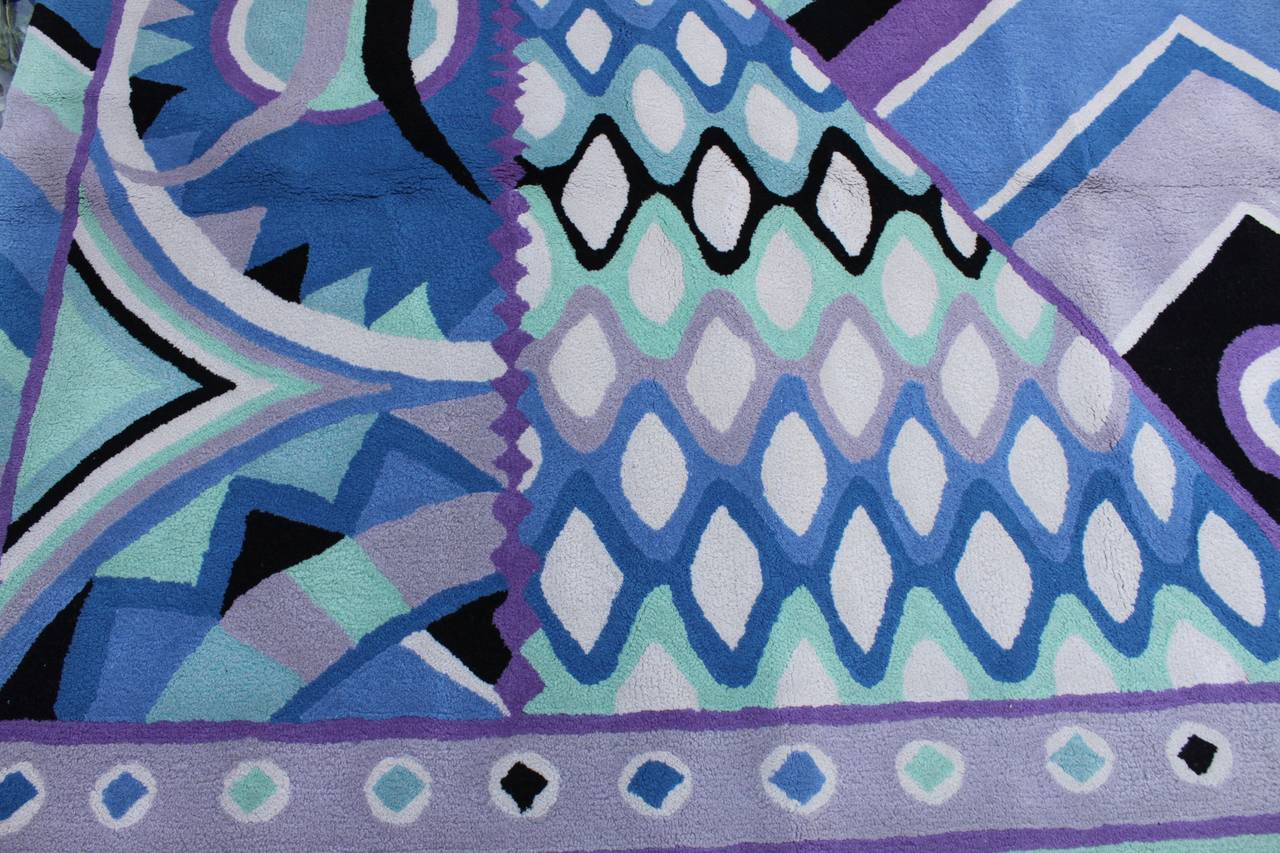 Purple Emilio Pucci, circa 1968 Vivara Pattern Wool Rug For Sale