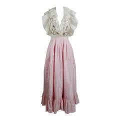 80's Orrier Silk Taffeta Beaded & Embroidered Gown