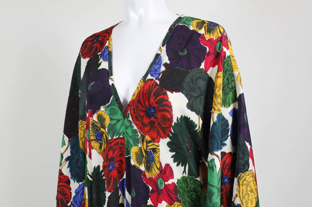 Women's 1960s Vibrant Multicolored Silk Caftan
