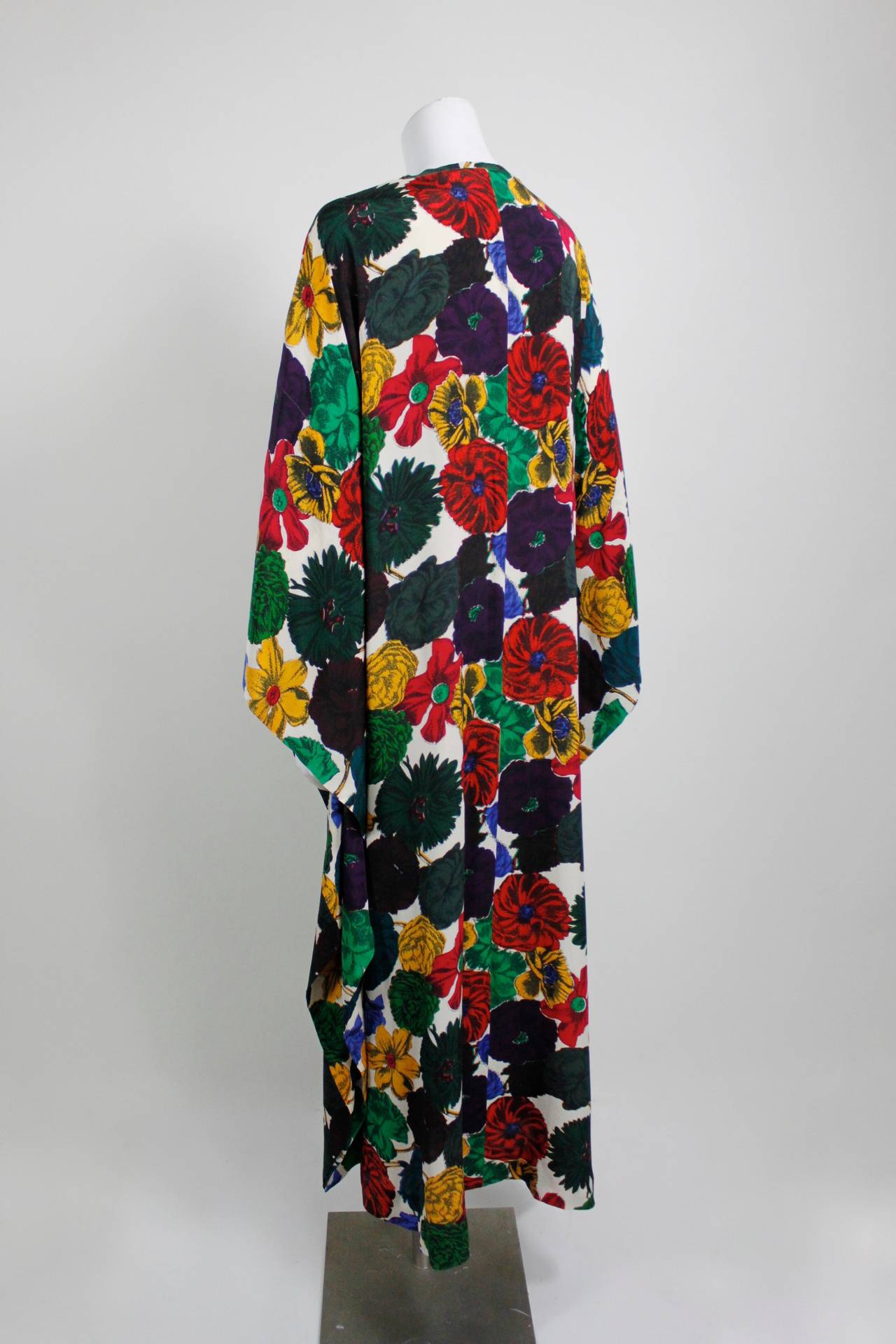 1960s Vibrant Multicolored Silk Caftan 1