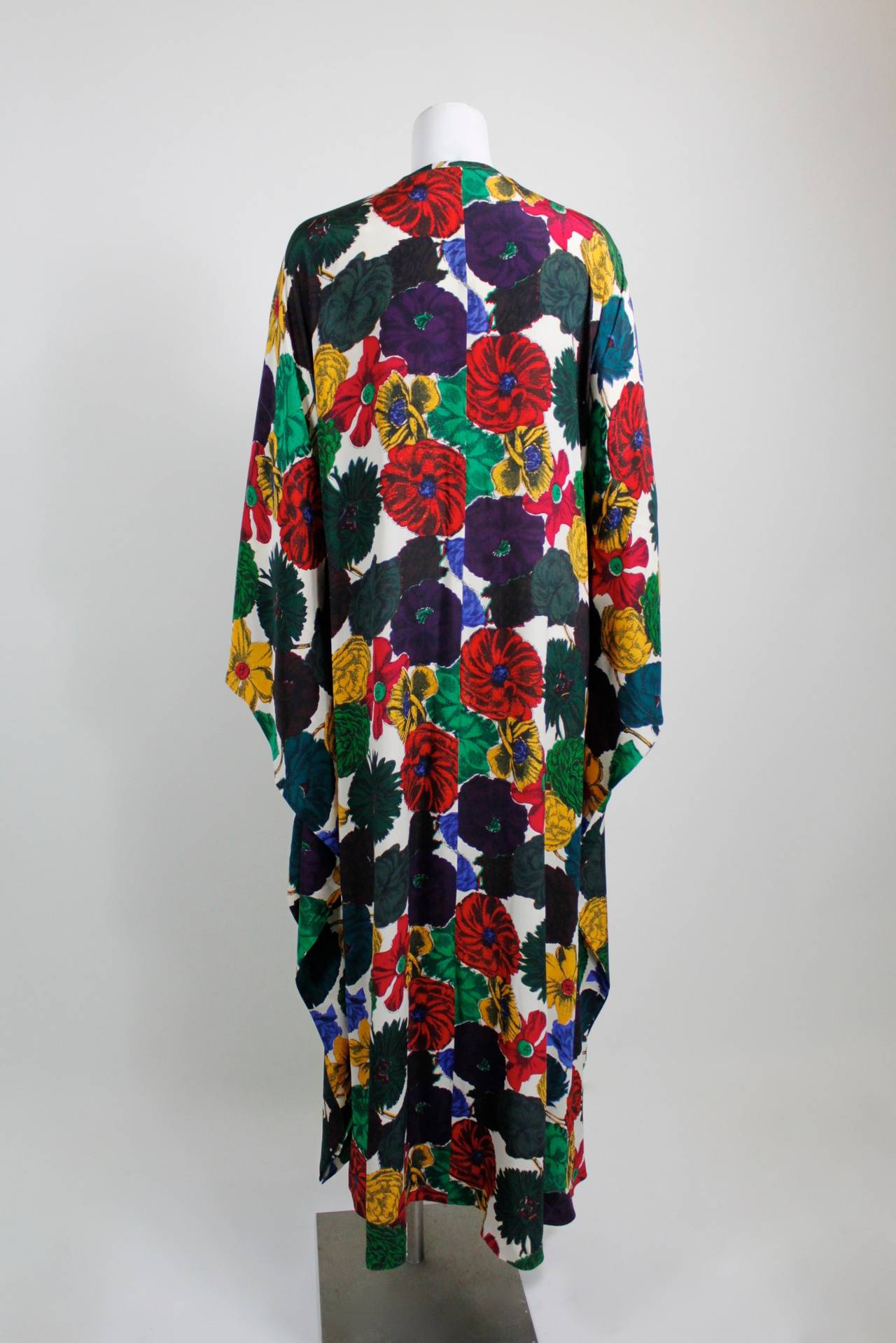 1960s Vibrant Multicolored Silk Caftan 2