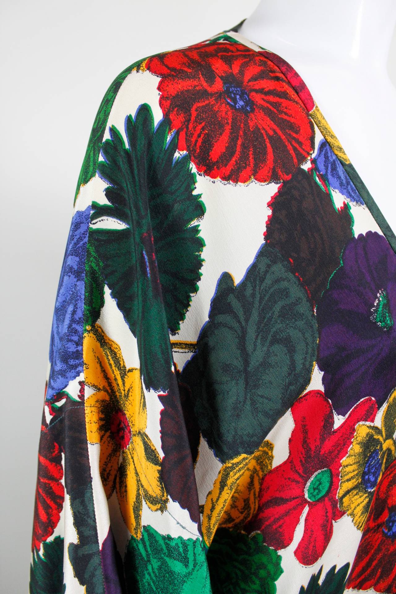 1960s Vibrant Multicolored Silk Caftan 4