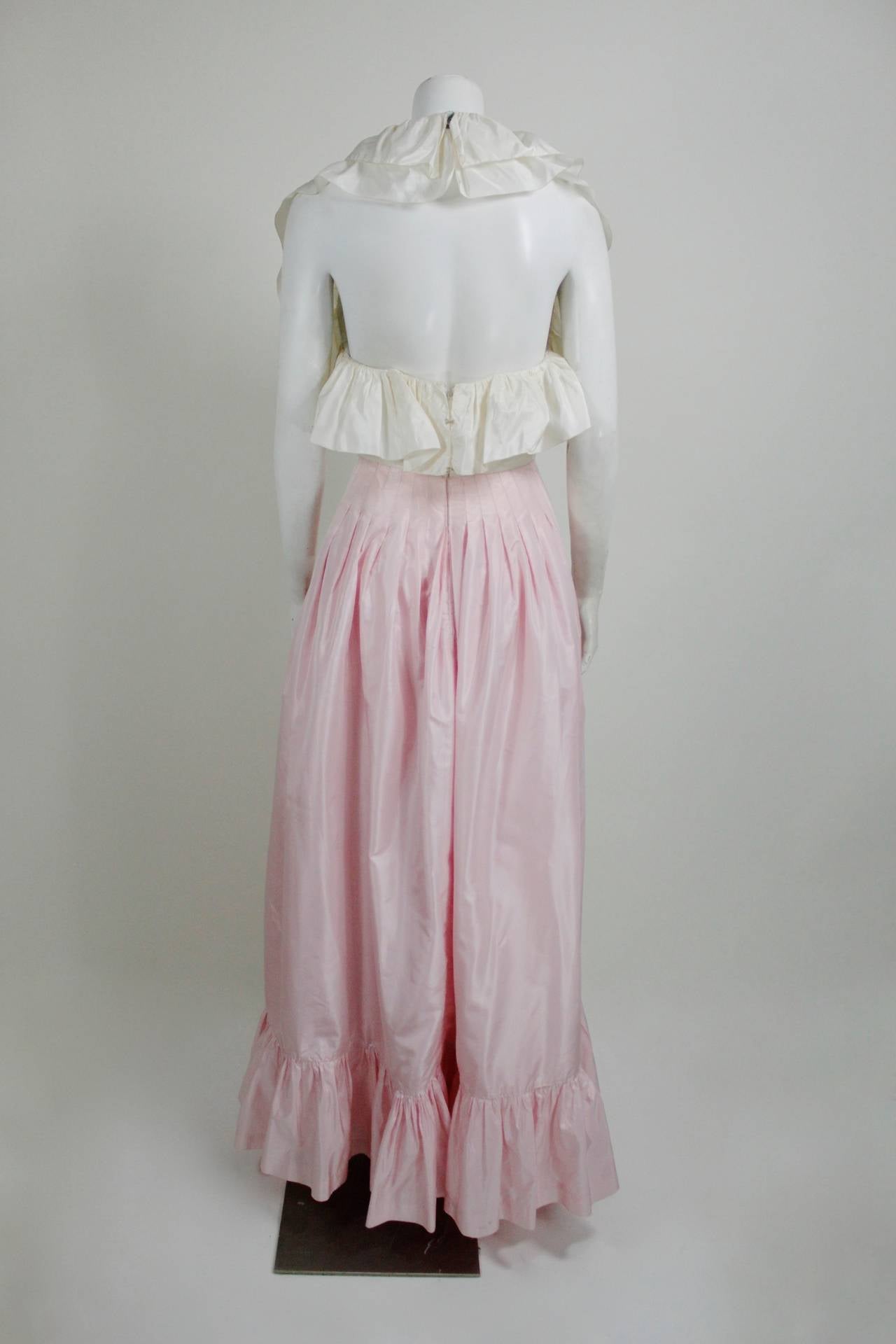 80's Orrier Silk Taffeta Beaded & Embroidered Gown For Sale 2
