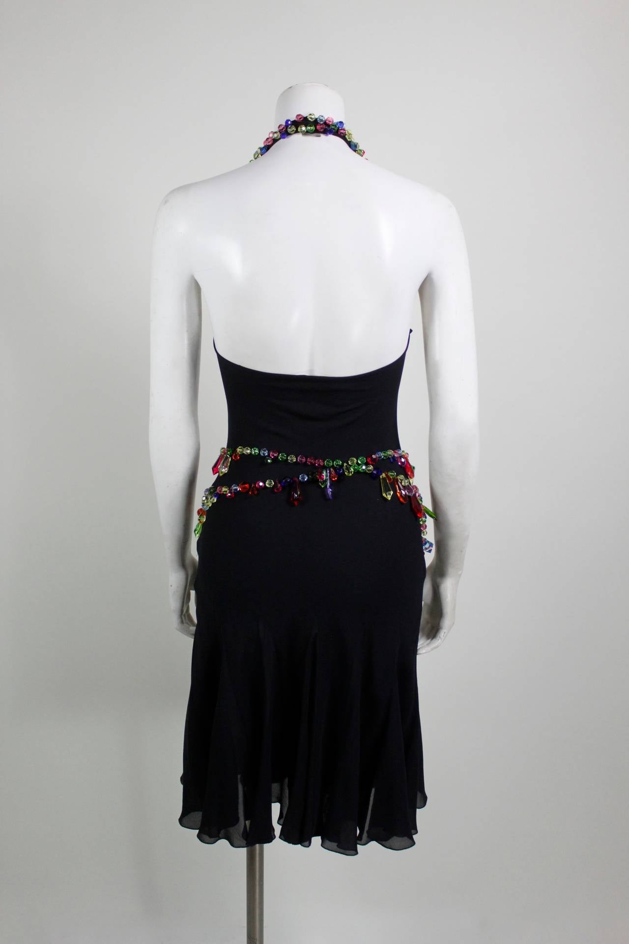 MOSCHINO Jersey Halter Dress with Rainbow Trompe L'Oeil Jewelry 1