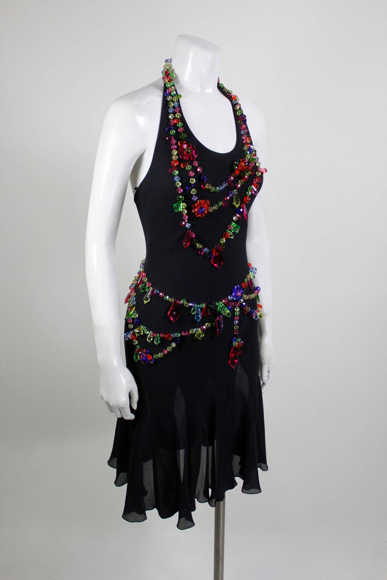 MOSCHINO Jersey Halter Dress with Rainbow Trompe L'Oeil Jewelry 2