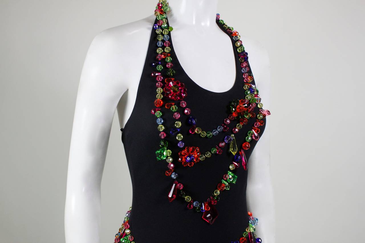 MOSCHINO Jersey Halter Dress with Rainbow Trompe L'Oeil Jewelry 3