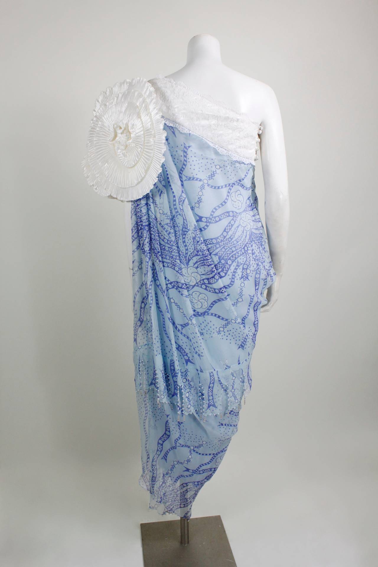 1980s Zandra Rhodes Asymmetrical Evening Gown 3