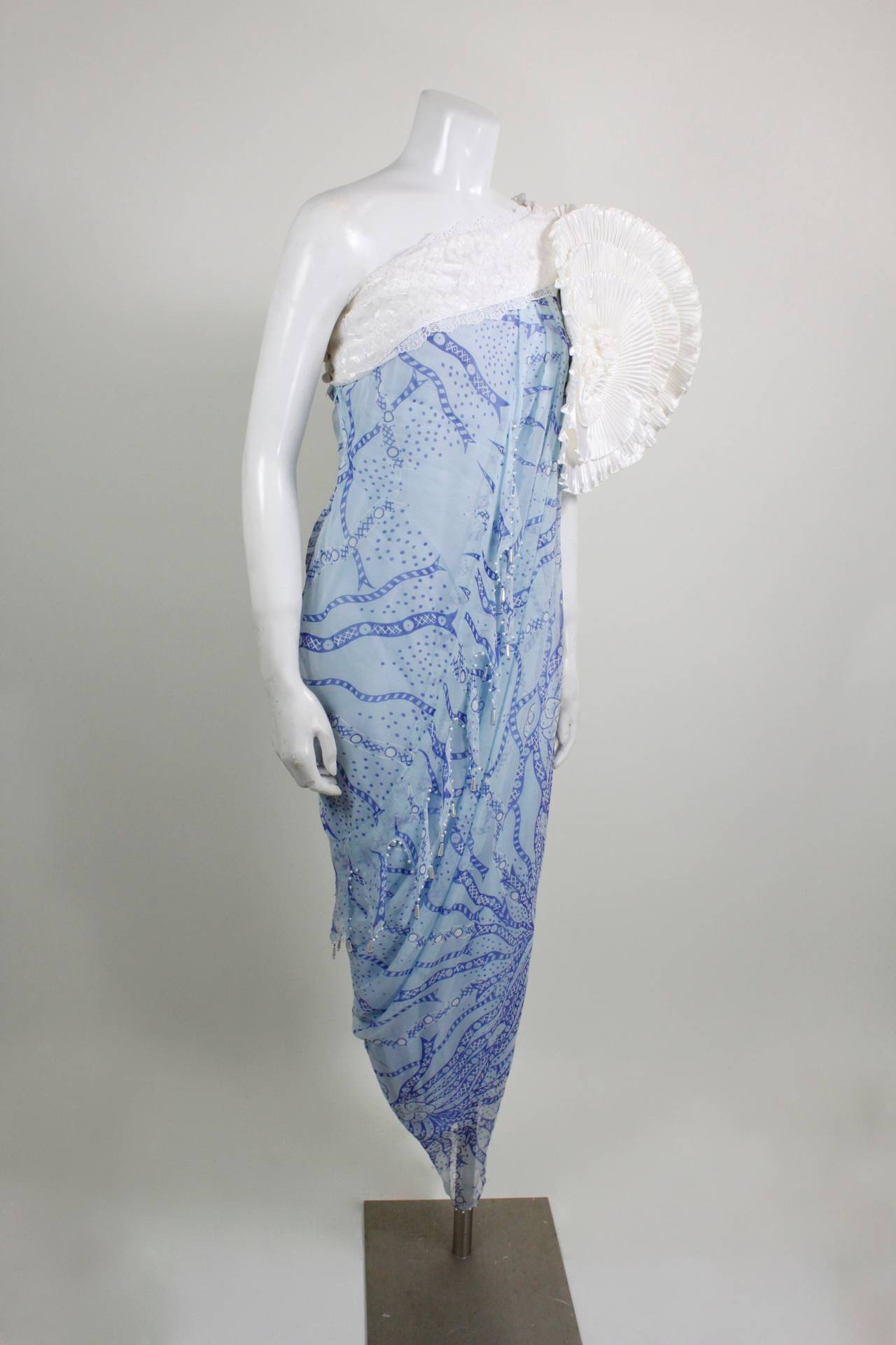 1980s Zandra Rhodes Asymmetrical Evening Gown 4