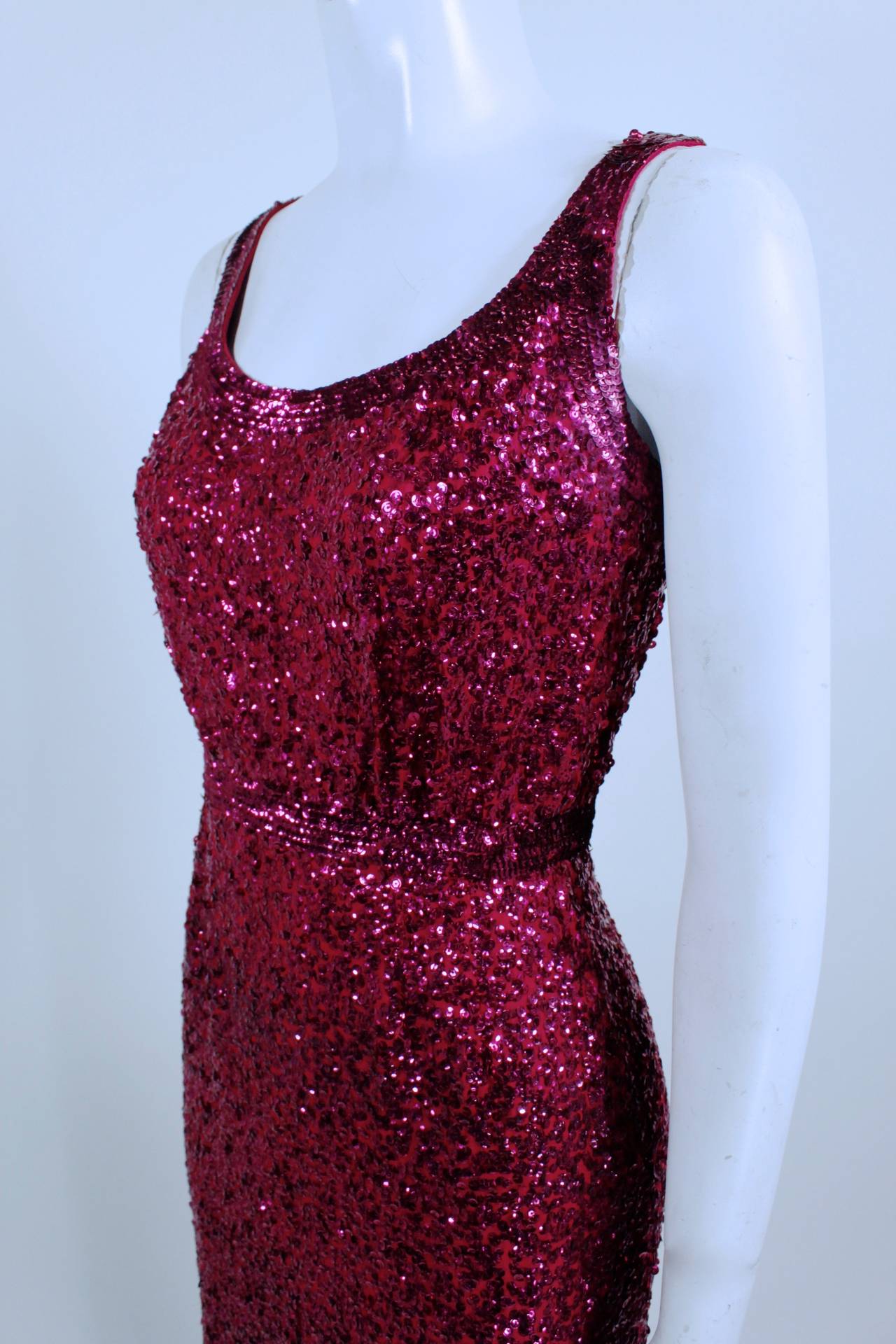 Women's 1960s Pink Sequined Evening Gown For Sale