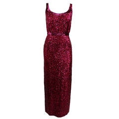 1960s Pink Sequined Evening Gown
