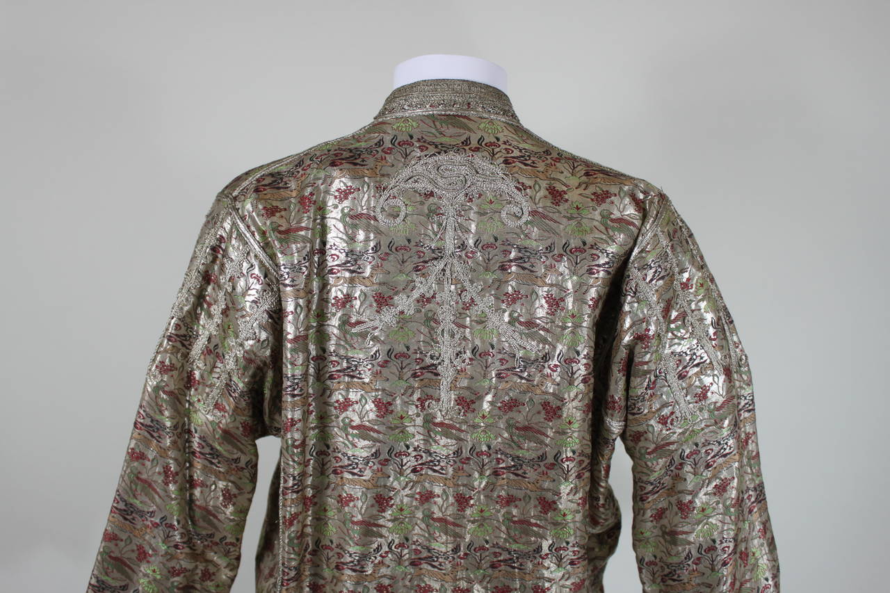 1930s Silver Lamé Jacket with Metallic Embroidered Colorful Animal Motif 4