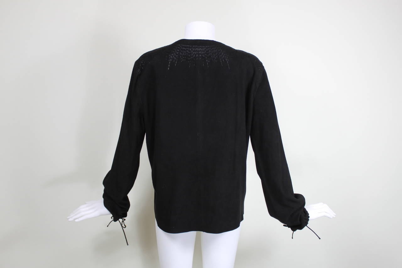 Gucci Black Suede Tunic with Metallic Starburst Embroidery In Excellent Condition In Los Angeles, CA