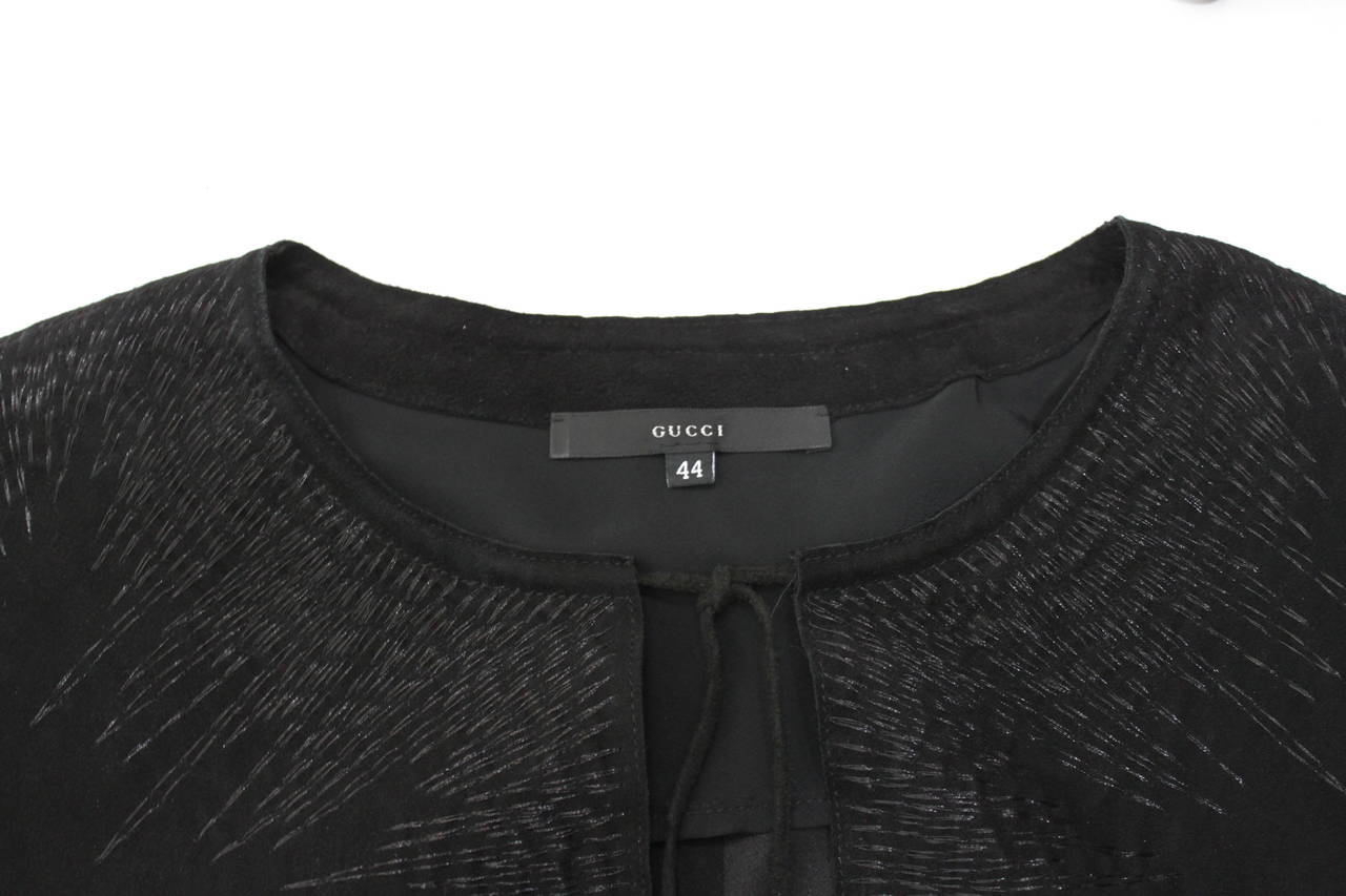 Gucci Black Suede Tunic with Metallic Starburst Embroidery 2