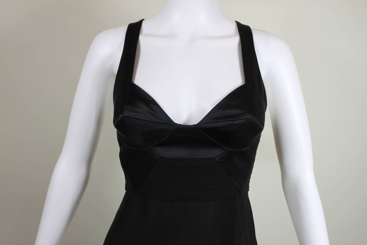 Versace Black Satin and Chiffon Evening Gown 2