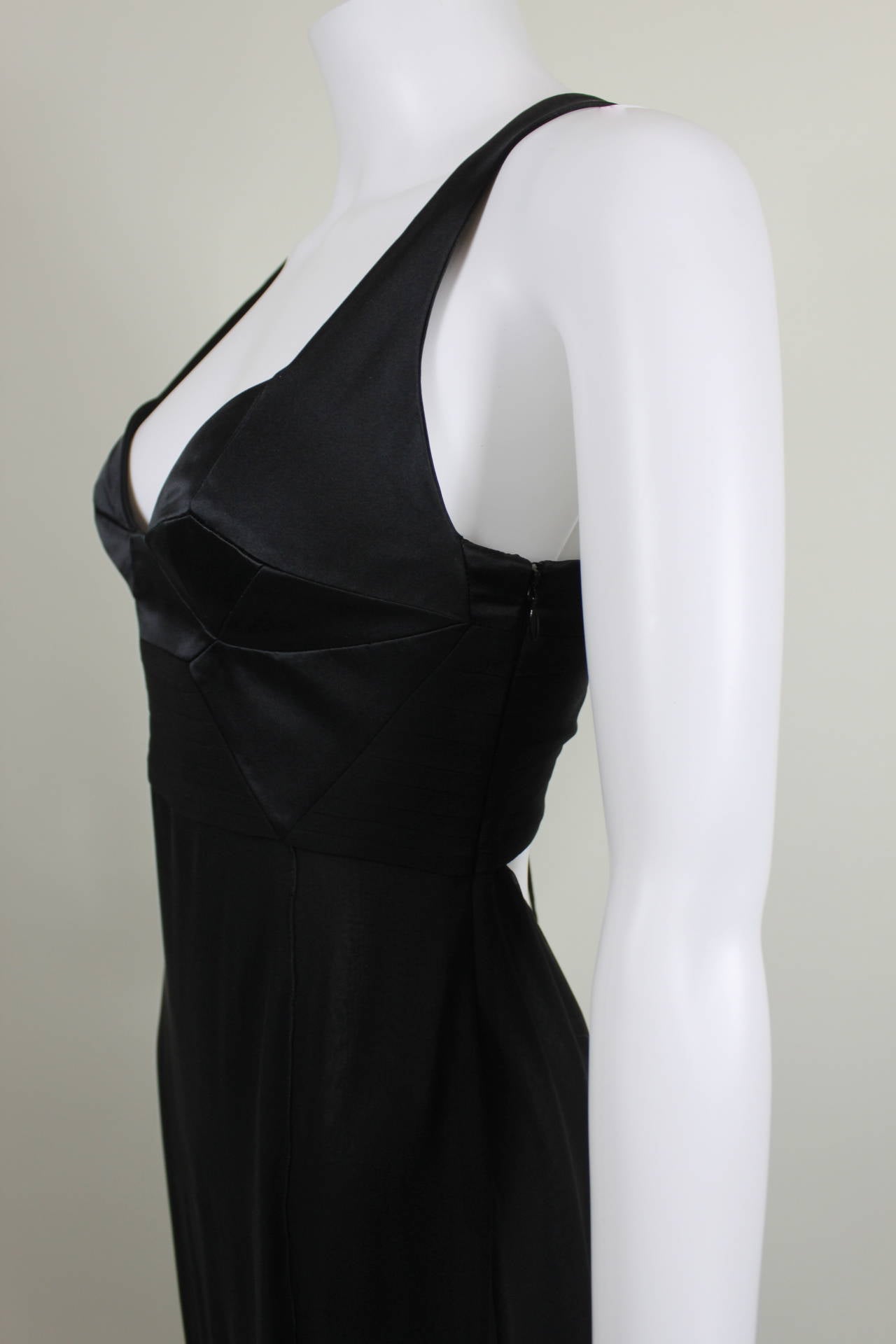 Versace Black Satin and Chiffon Evening Gown In New Condition In Los Angeles, CA