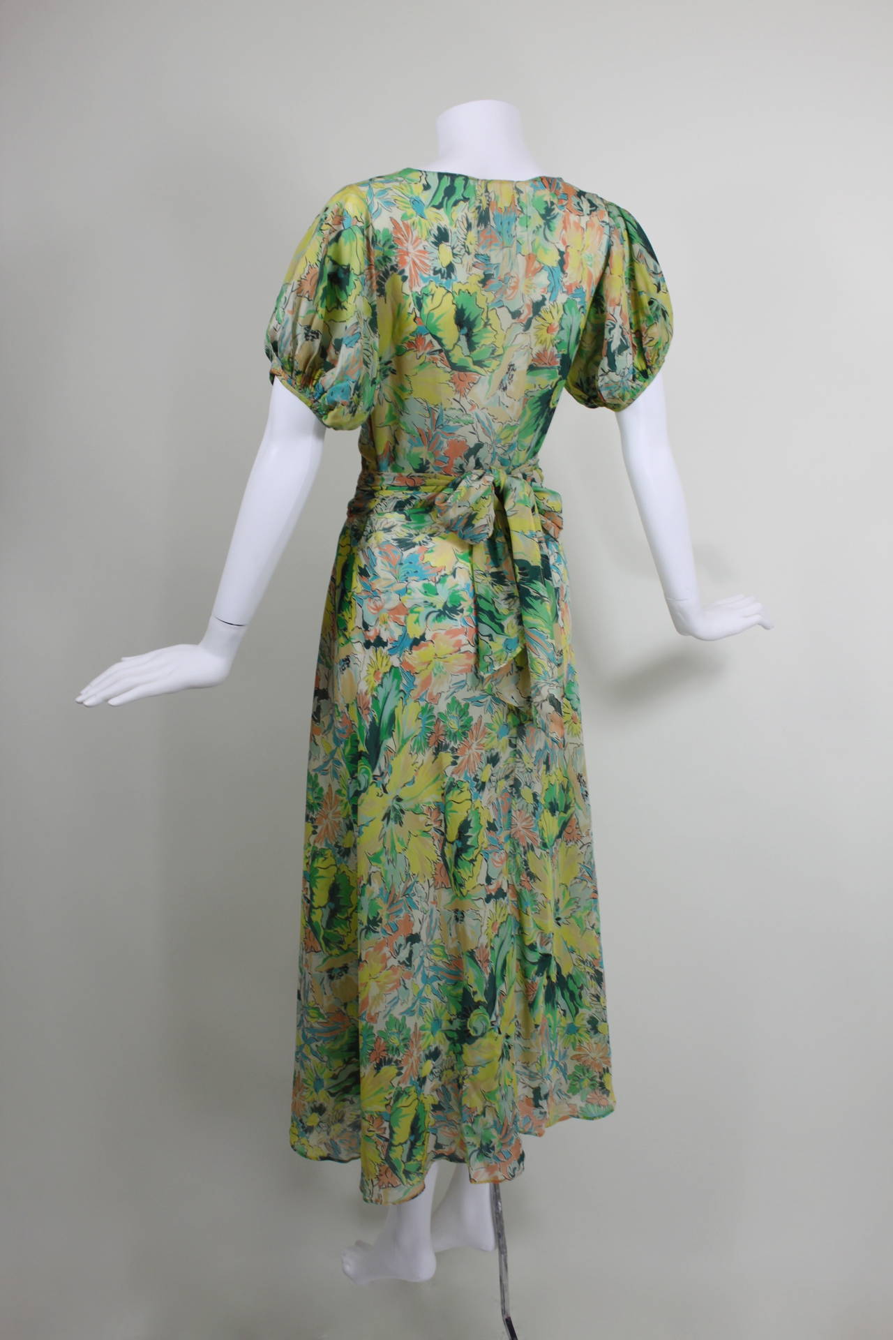Women's 1930s Multicolor Floral Chiffon Garden Dress