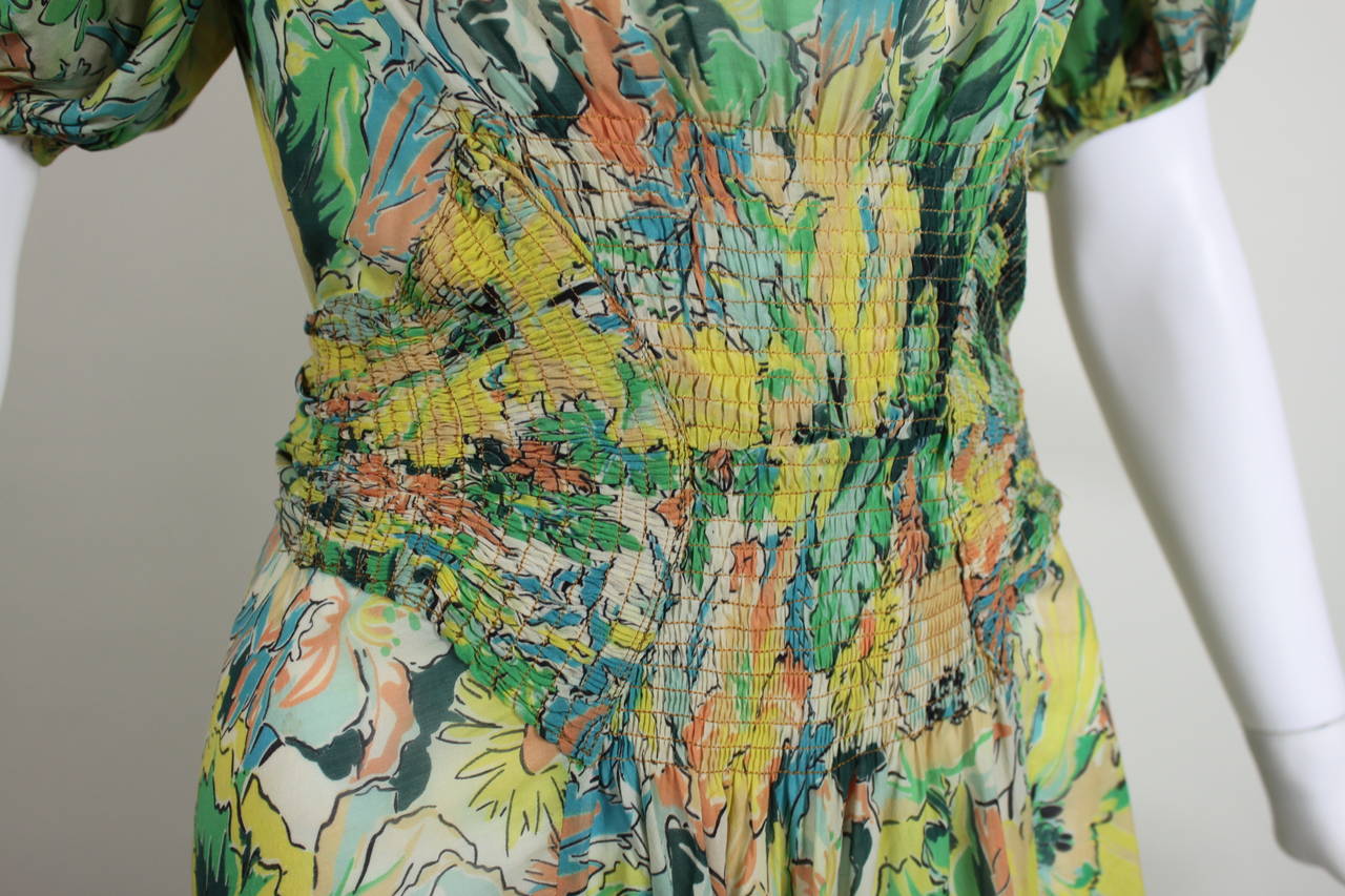 1930s Multicolor Floral Chiffon Garden Dress 2