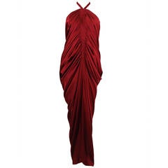 Vintage 1980s Pierre Cardin Haute Couture Red Silk Jersey Cocoon Gown