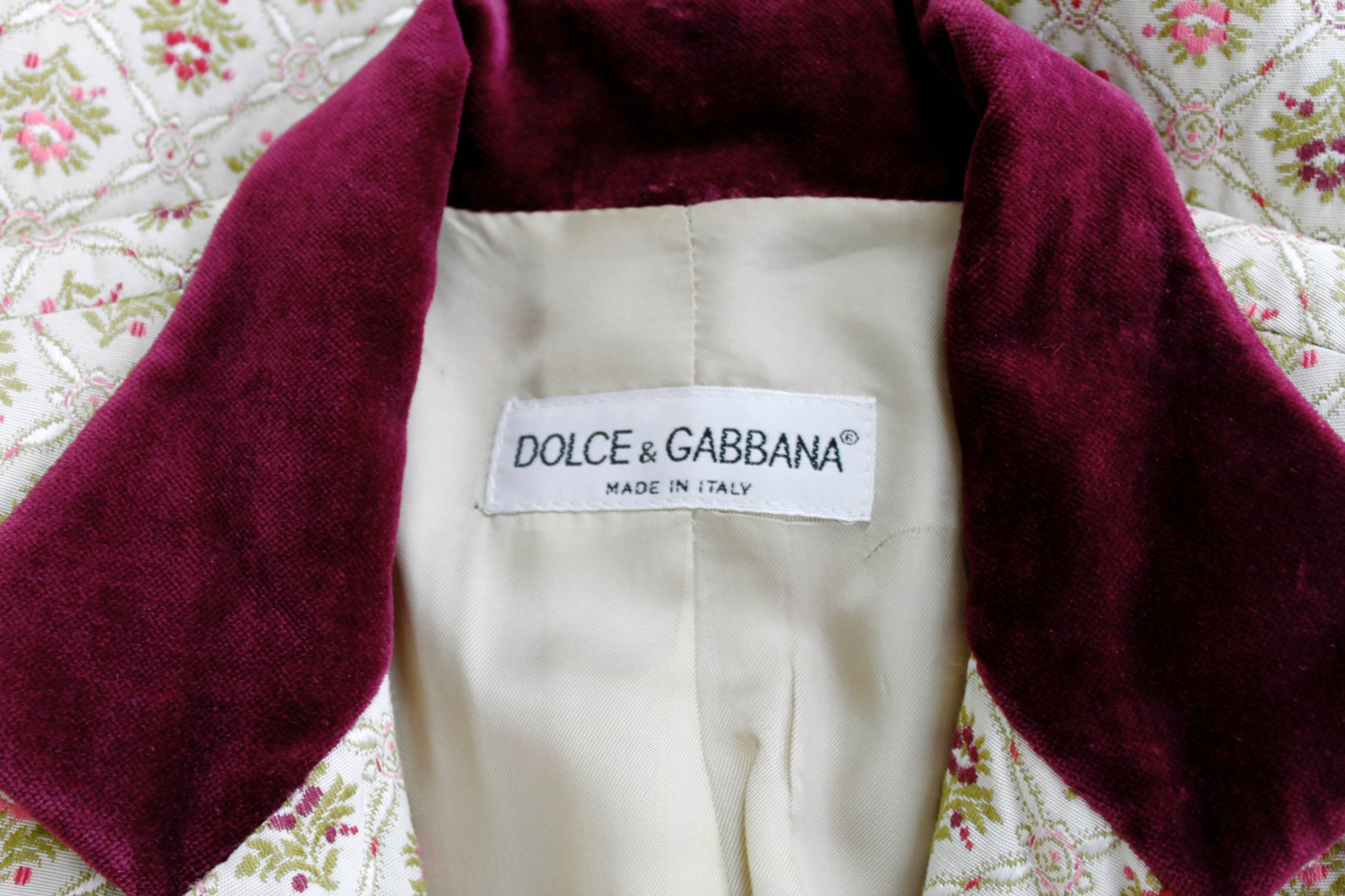 Dolce & Gabbana Floral and Velvet Bustier, Ruffled Jacket, and Skirt Ensemble 3