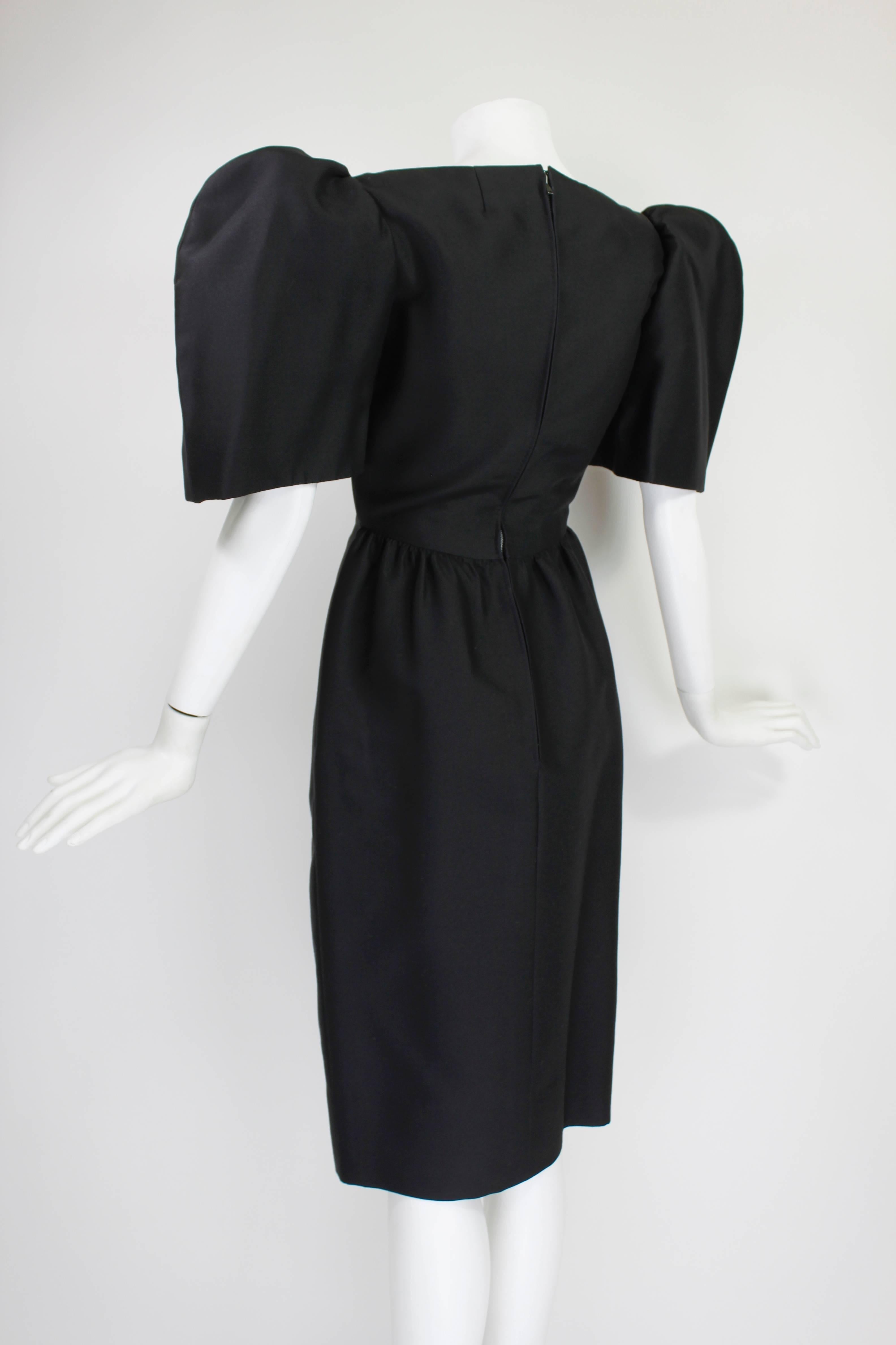 Black Late 1950s Galanos Architectural Cocktail Dress