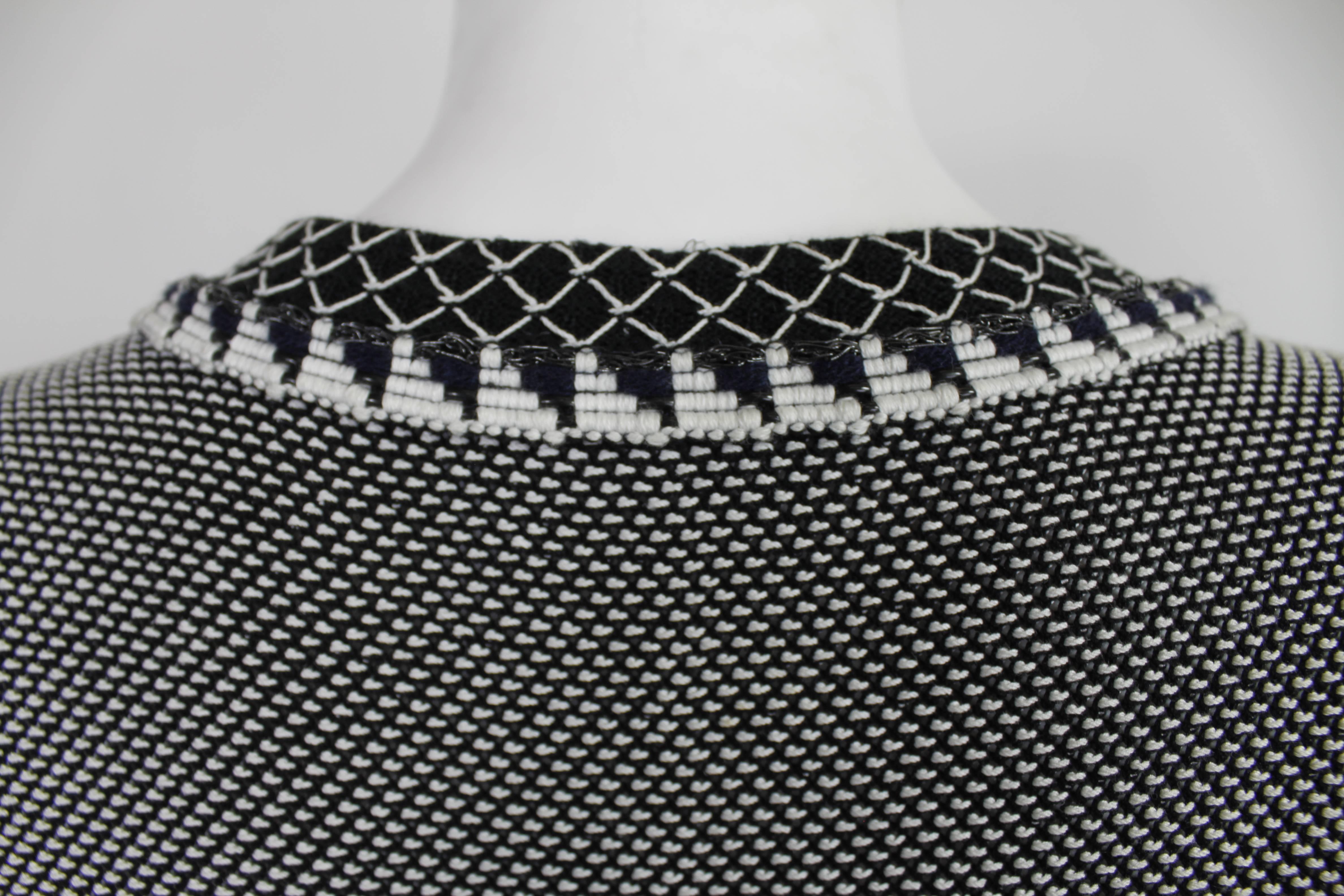 1990s CHANEL Graphic Knit Drop Waisted Pleated Dress 2