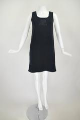 1990s Courreges Black Knit Wool Dress with Iconic Logo