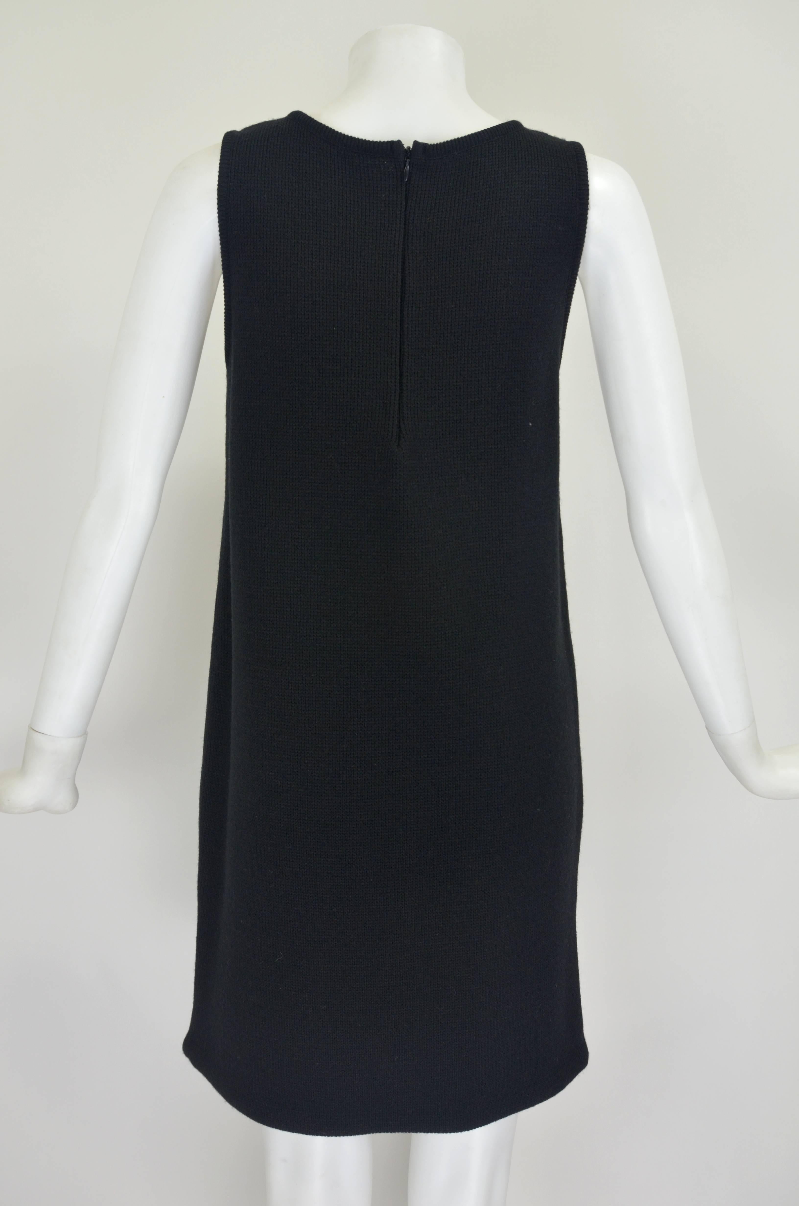 1990s Courreges Black Knit Wool Dress with Iconic Logo For Sale 3