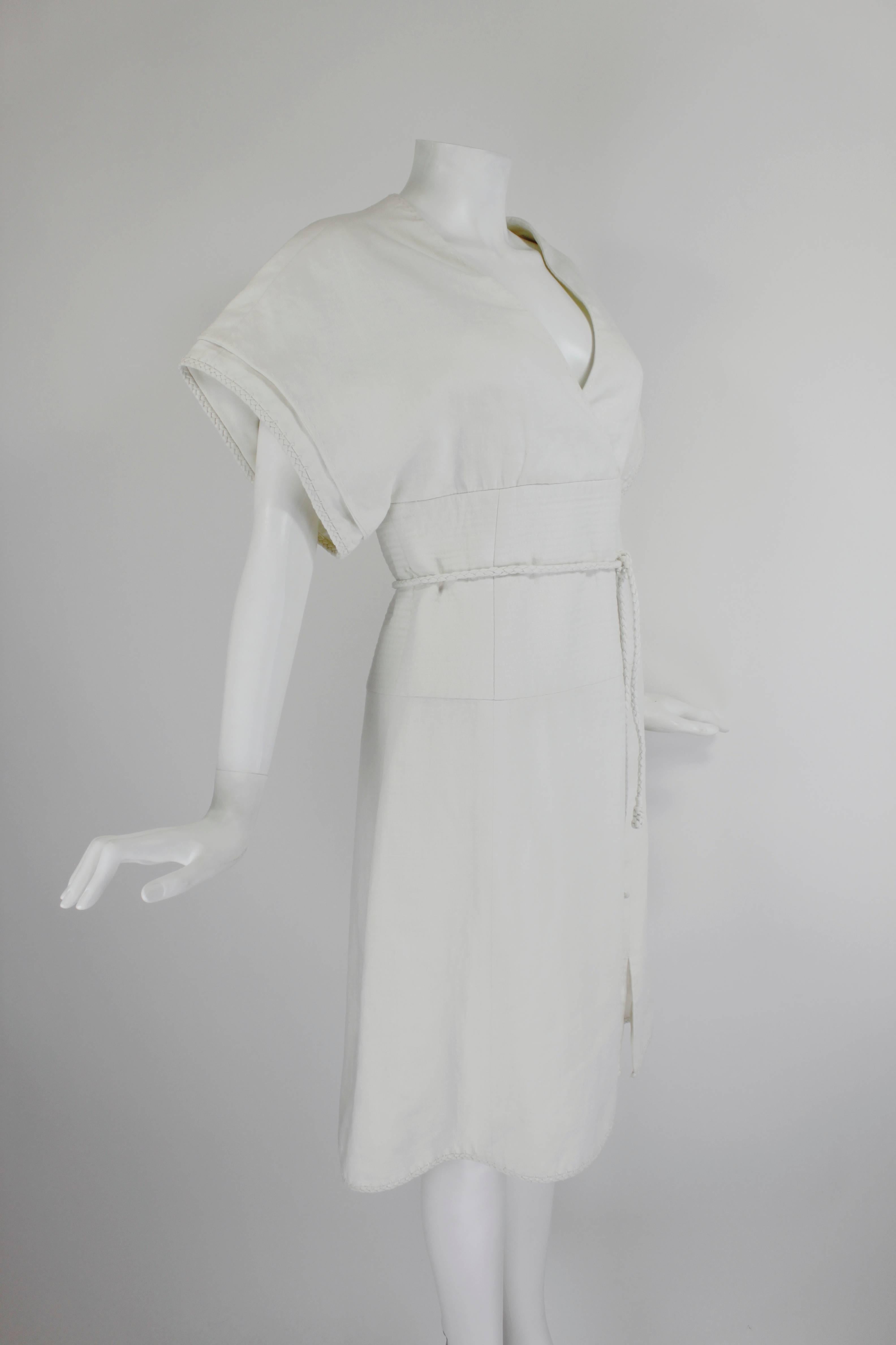 Gray Chado Ralph Rucci Off-White Linen Dress