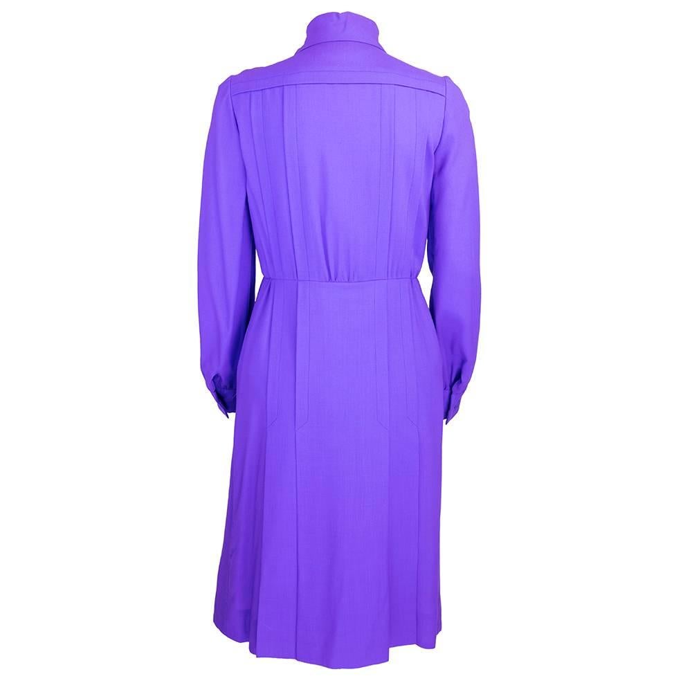 Purple 1970s Patou Violet Button Front Shirt Dress For Sale