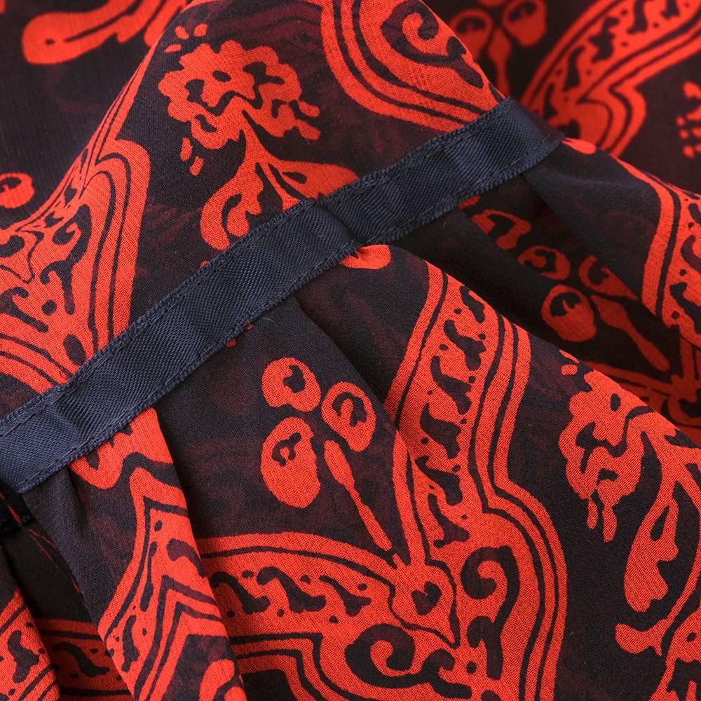 1970s Thea Porter Red and Black Woodblock Motif Ensemble 1