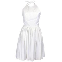 1990s Gucci White Pique Halter Dress