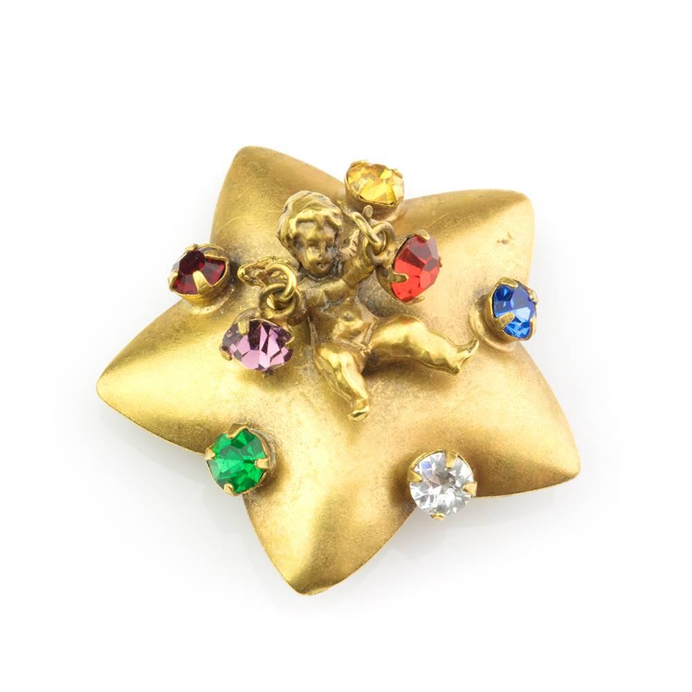 Joseff Star Shaped Clip On Earrings In Excellent Condition In Los Angeles, CA