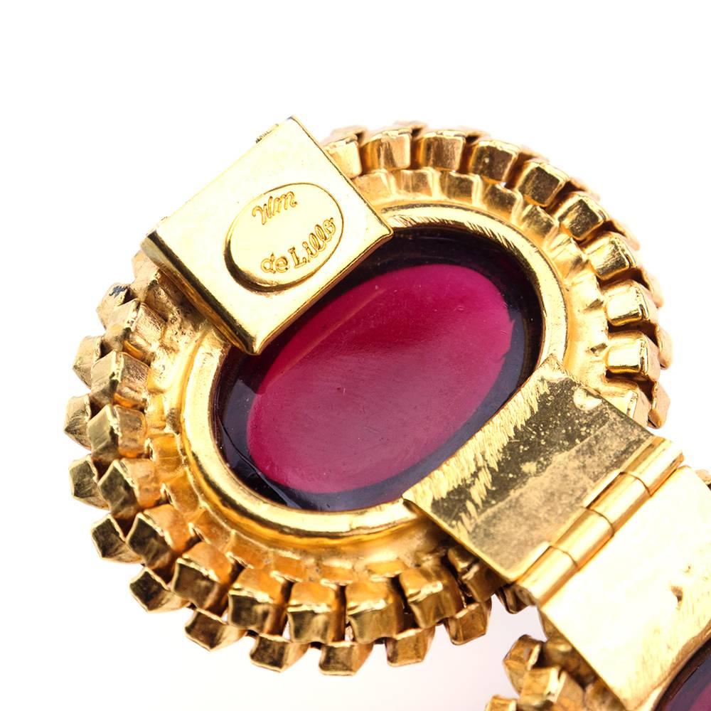 Women's or Men's 1970s William De Lillo Ruby Glass Bracelet  For Sale