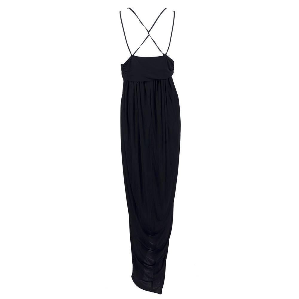 Black 1990s Alexander McQueen Jersey Goddess Gown For Sale