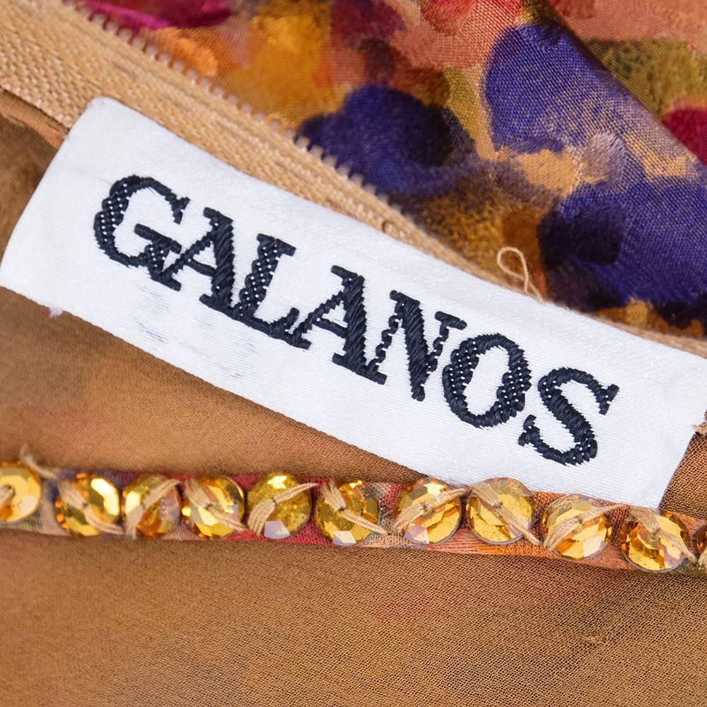 1980s Galanos silk wrap style sheath with beaded trim In Excellent Condition For Sale In Los Angeles, CA