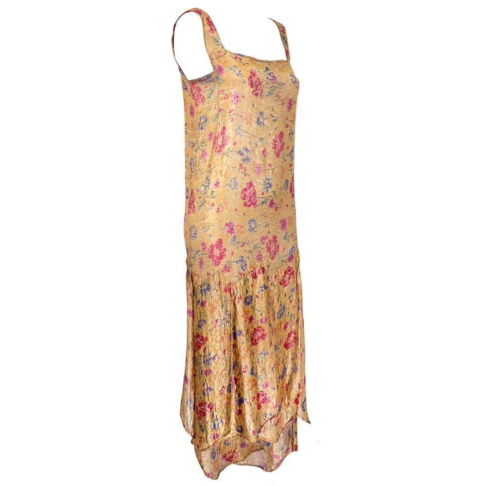 Brown 1930s Gold Lame Floral Gown